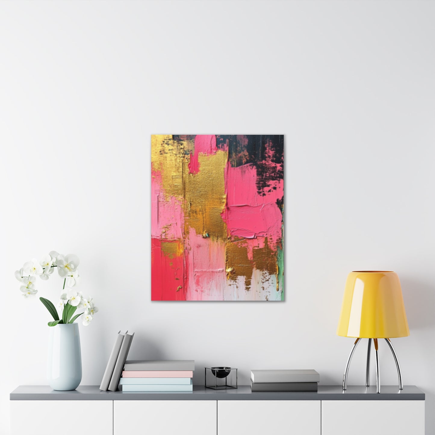 Acrylic Abstract Canvas Print - Homage to the Divine Nine/Pink Green Black and Gold 3