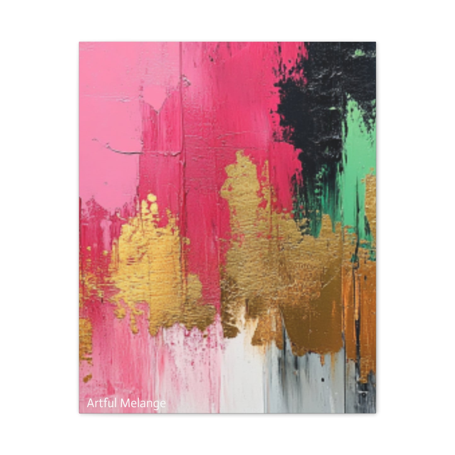 Acrylic Abstract Canvas Print - Homage to the Divine Nine/Pink Green Black and Gold 1