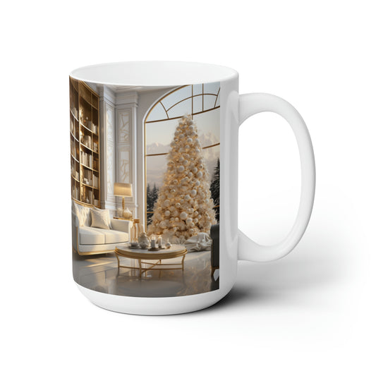Elegance in Gold & White Holiday Mug15oz