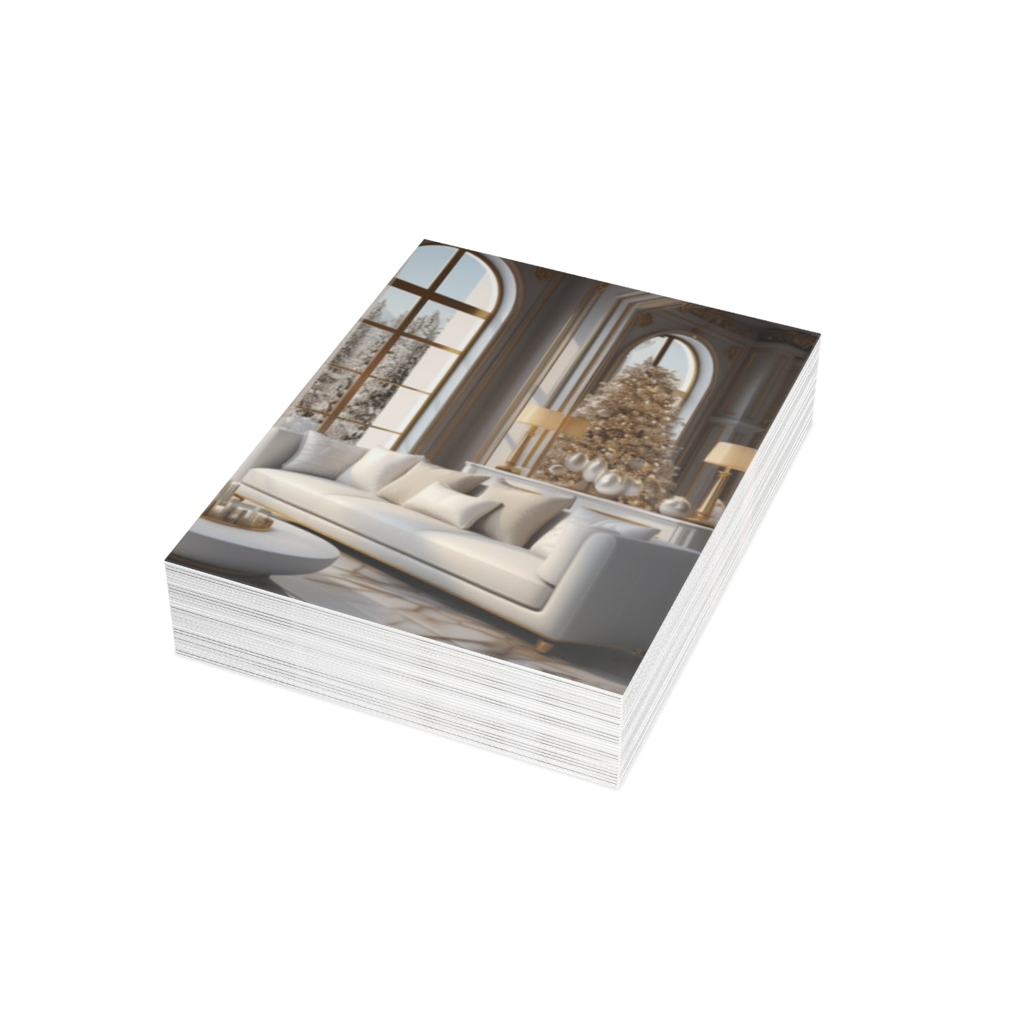 Elegance in Gold & White Christmas Notecards (1, 10, 30, and 50pcs)