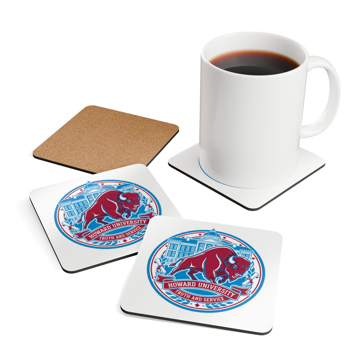 Howard University Coaster Set – HU Pride Campus & Bison Design
