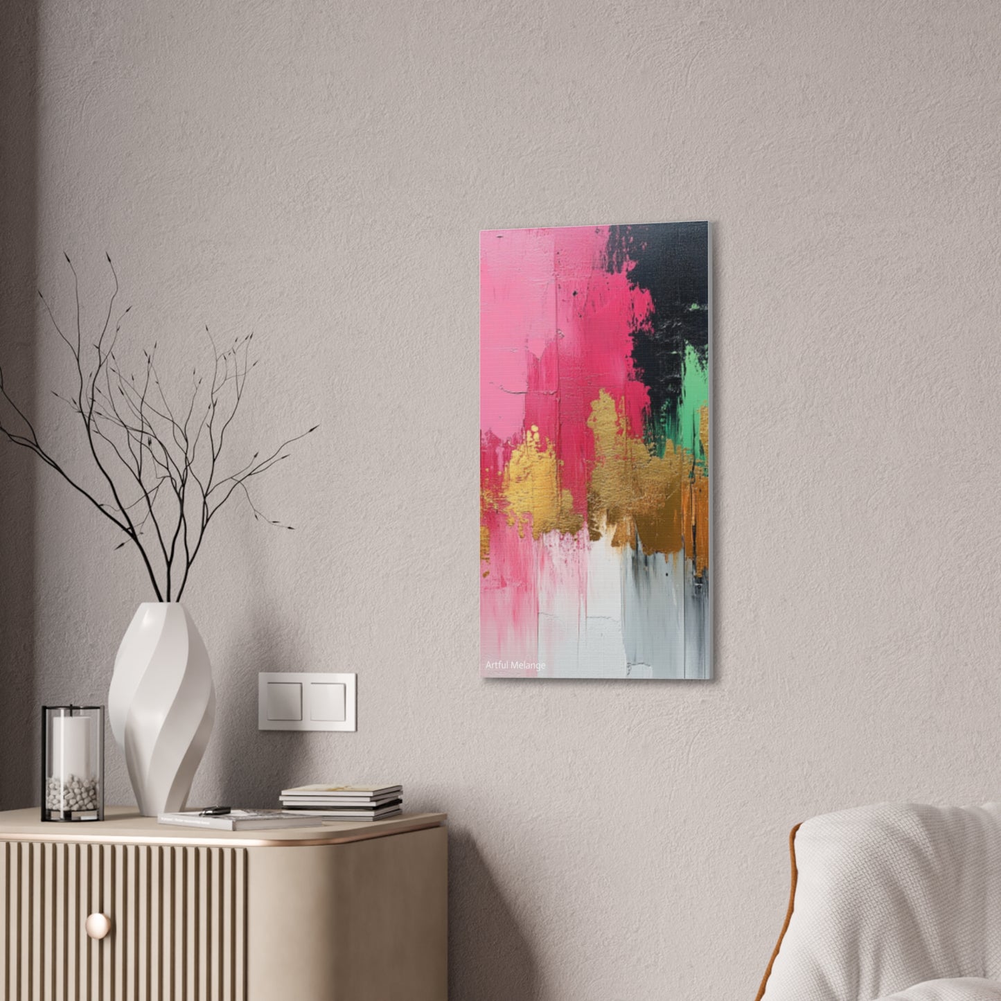 Acrylic Abstract Canvas Print - Homage to the Divine Nine/Pink Green Black and Gold 1
