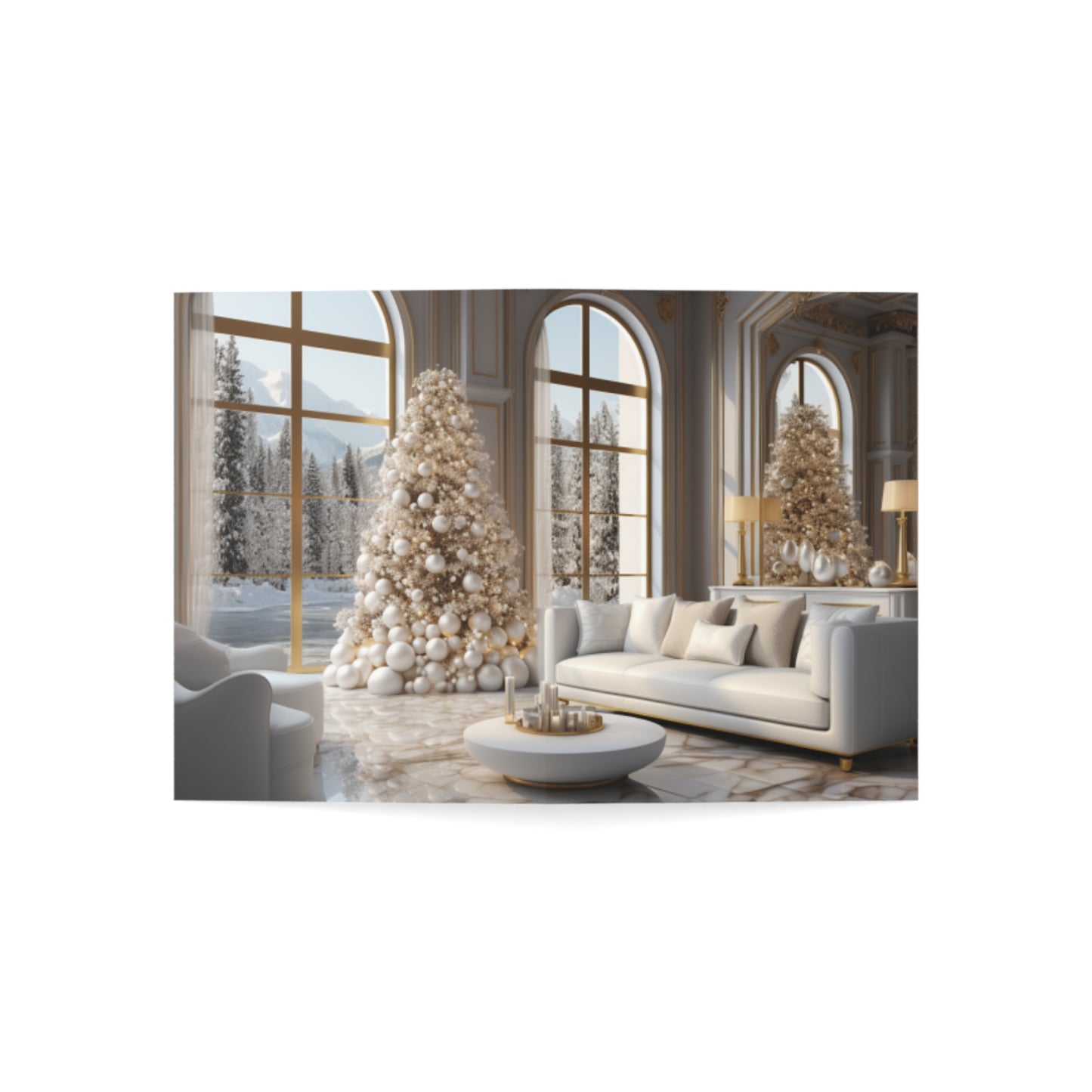 Elegance in Gold & White Christmas Notecards (1, 10, 30, and 50pcs)
