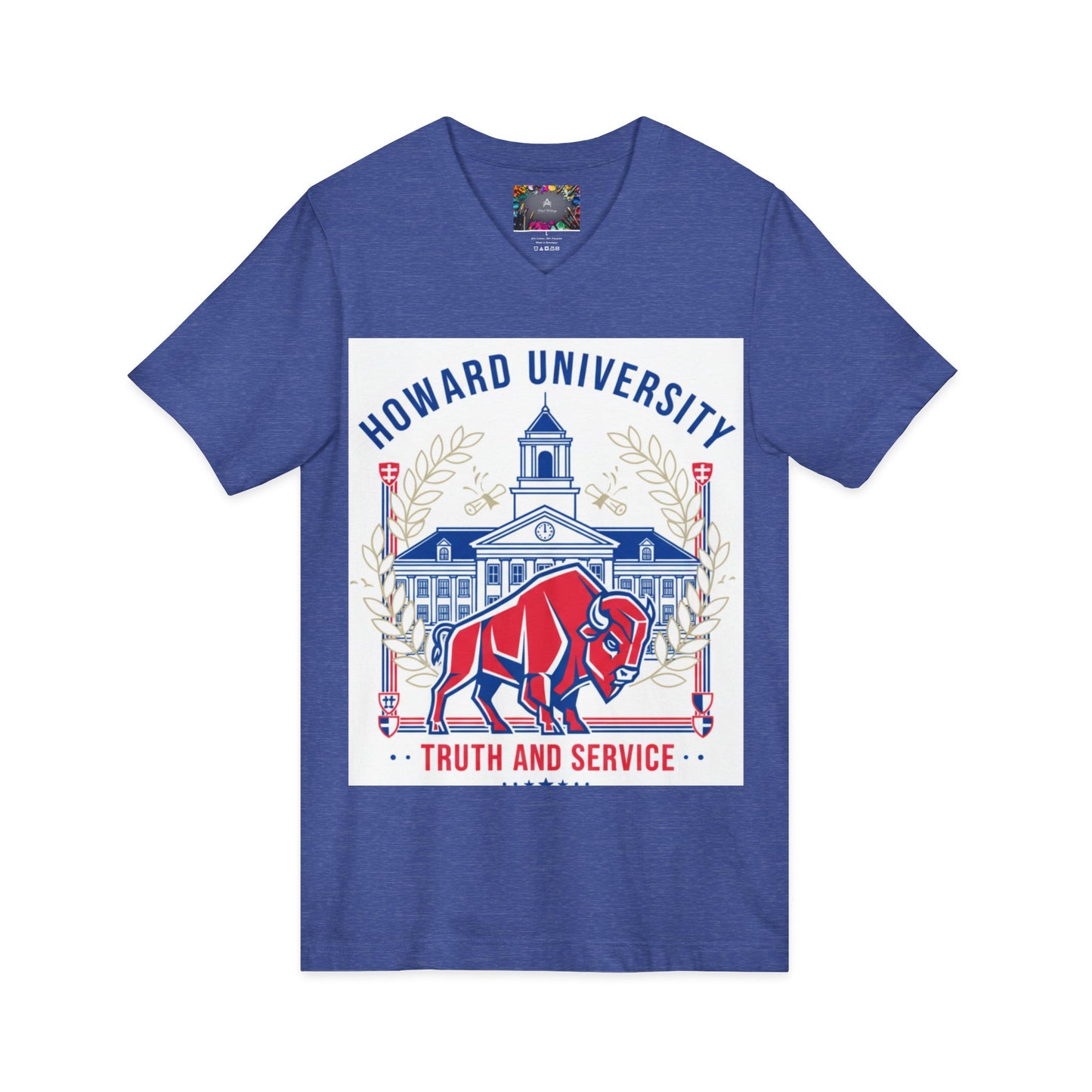 Howard University/ Truth and Service Unisex V-Neck T-Shirt 4