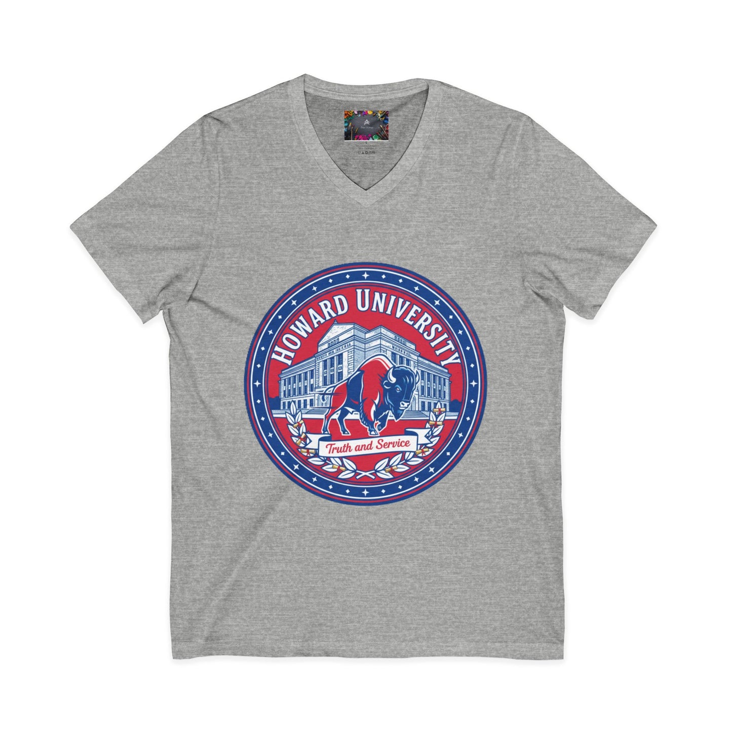 Howard University/ Truth and Service Unisex V-Neck T-Shirt 3