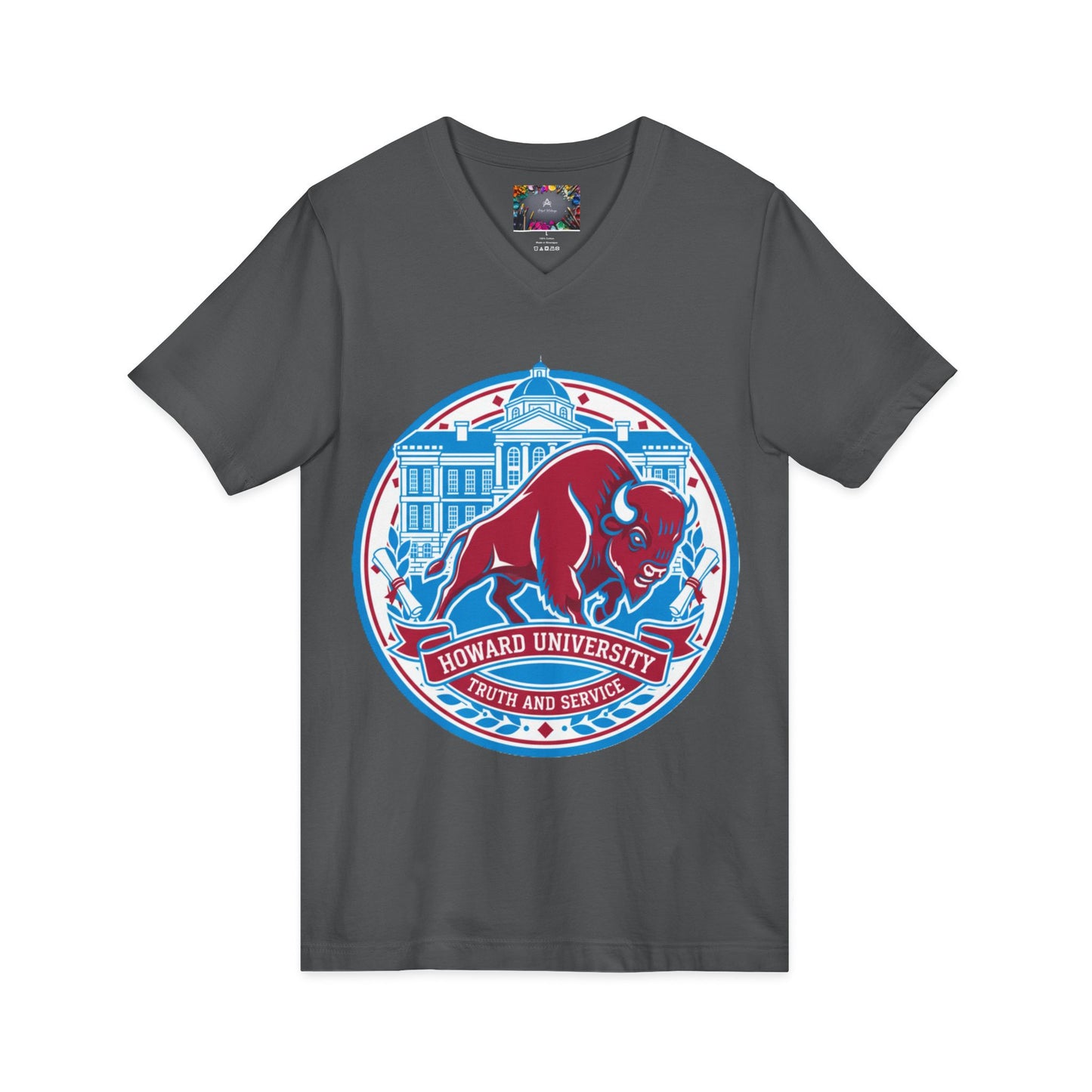 Howard University/ Truth and Service Unisex V-Neck T-Shirt 7
