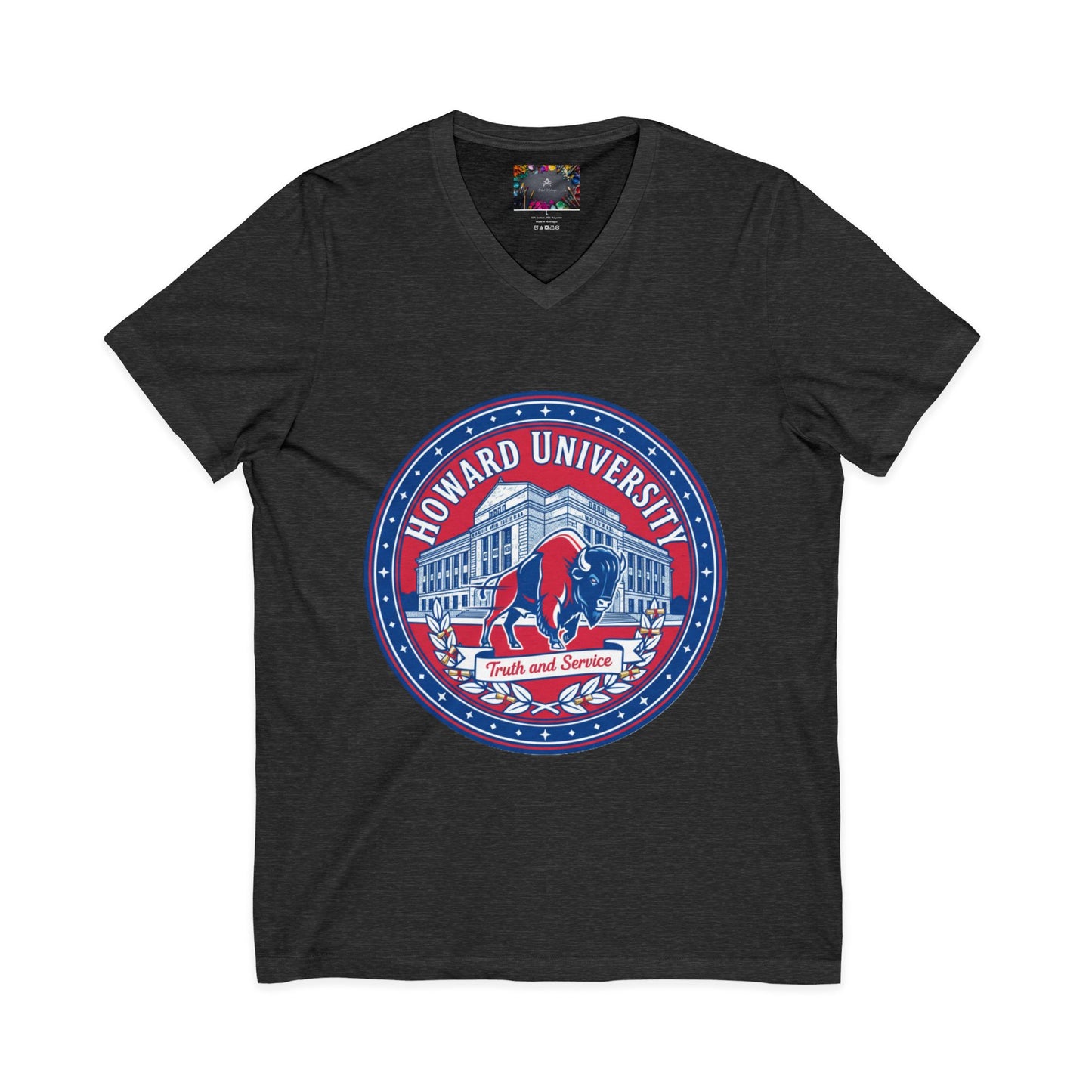 Howard University/ Truth and Service Unisex V-Neck T-Shirt 3