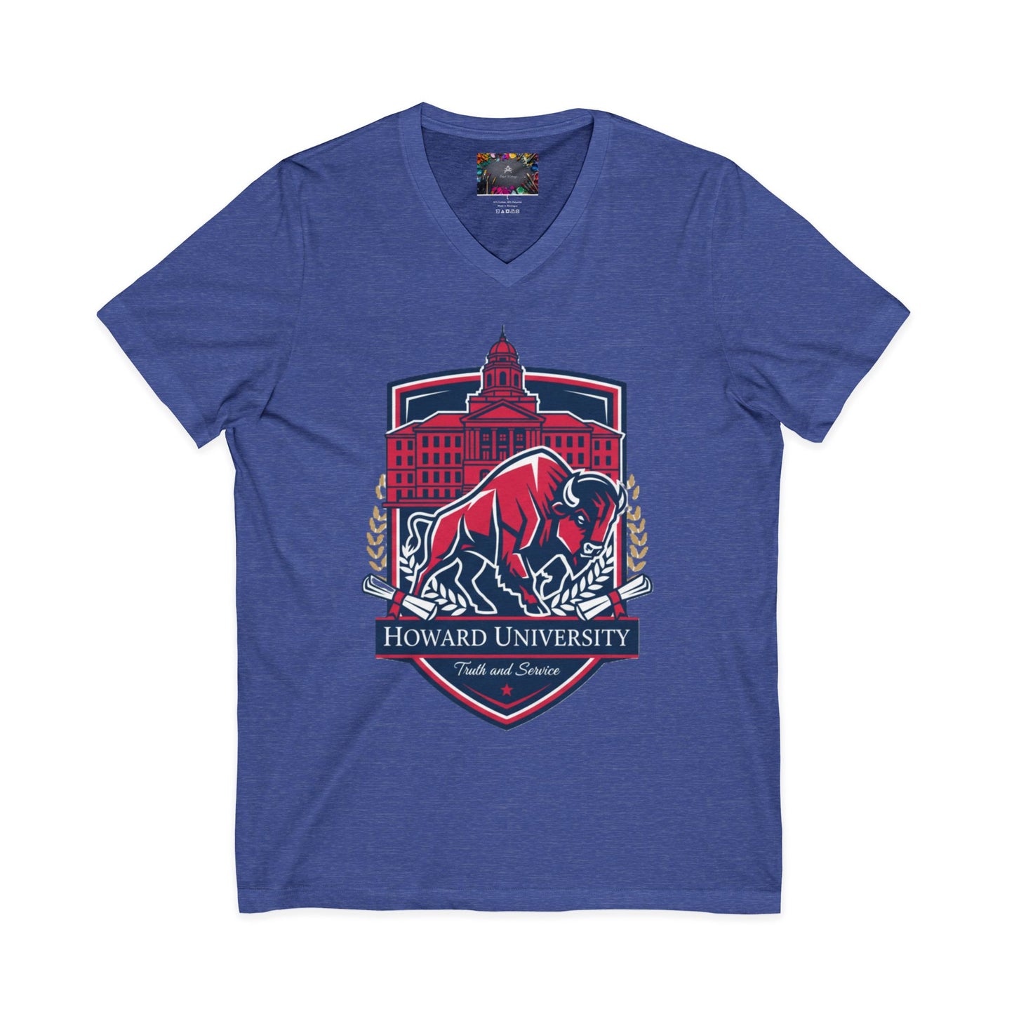 Howard University/ Truth and Service Unisex V-Neck T-Shirt 5