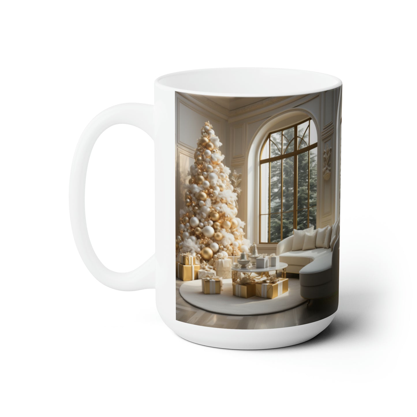 Elegance in Gold & White Holiday Mug15oz