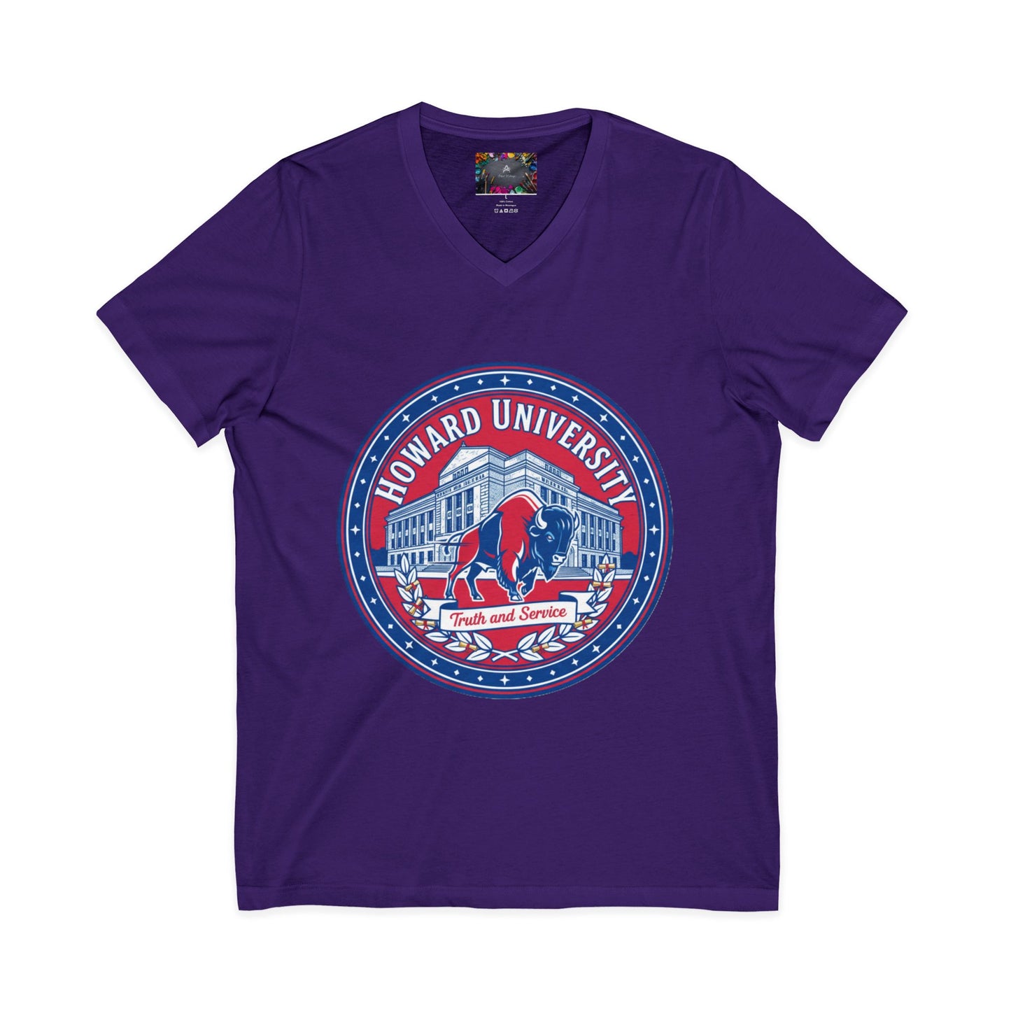 Howard University/ Truth and Service Unisex V-Neck T-Shirt 3
