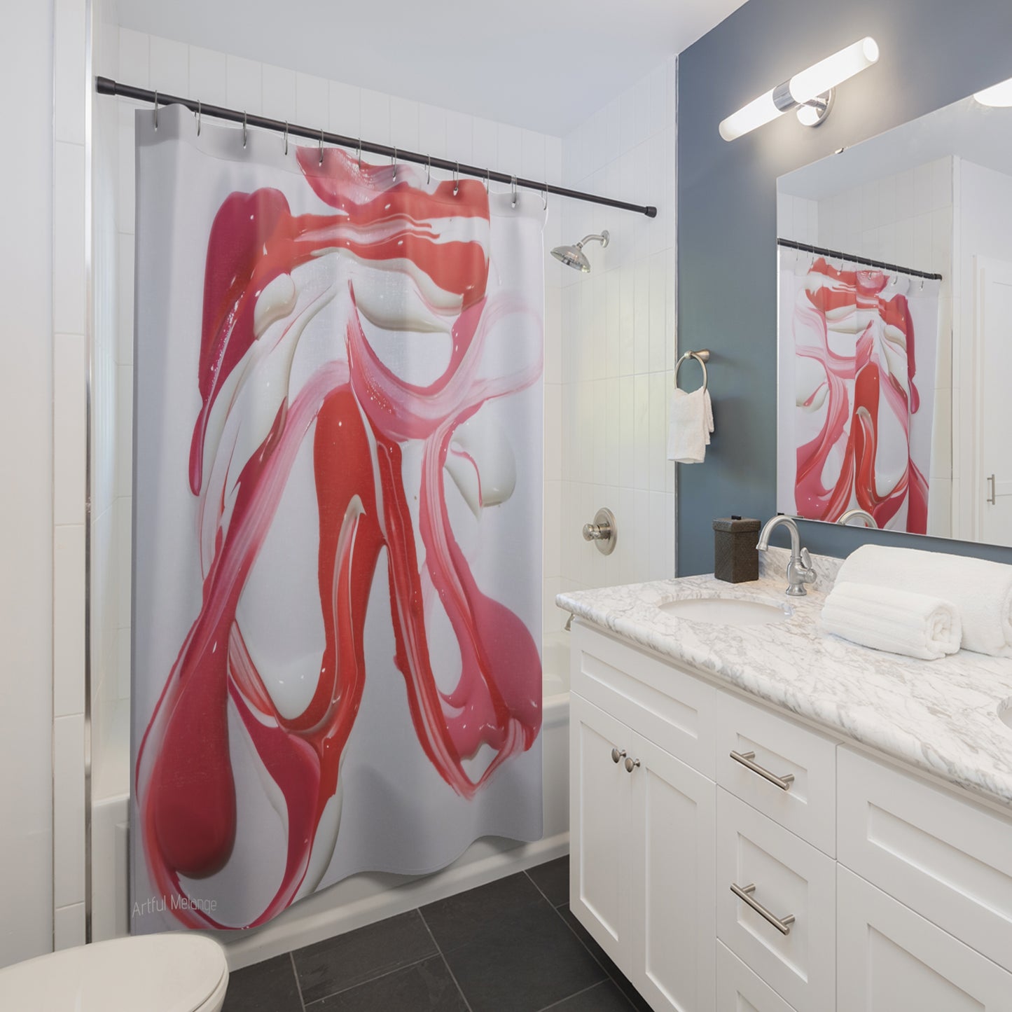 Canvas Cascade: Abstract Acrylic Art Shower Curtain Collection