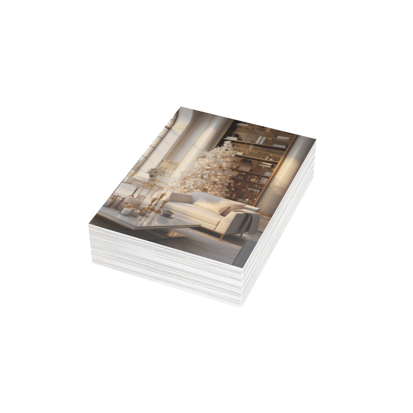 Elegance in Gold & White Christmas Notecards (1, 10, 30, and 50pcs)