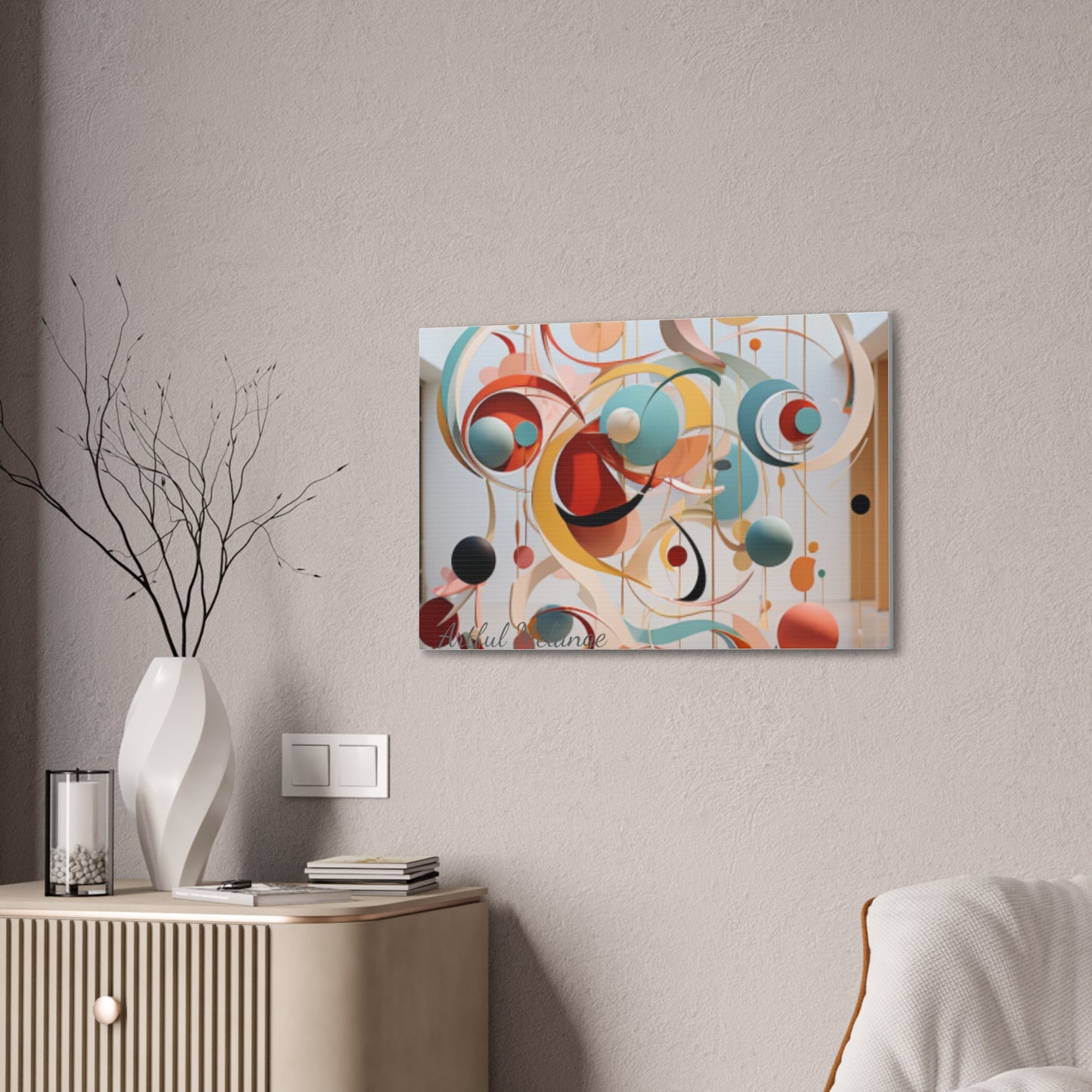 Harmony in Cyan and Peach- Graphic Print