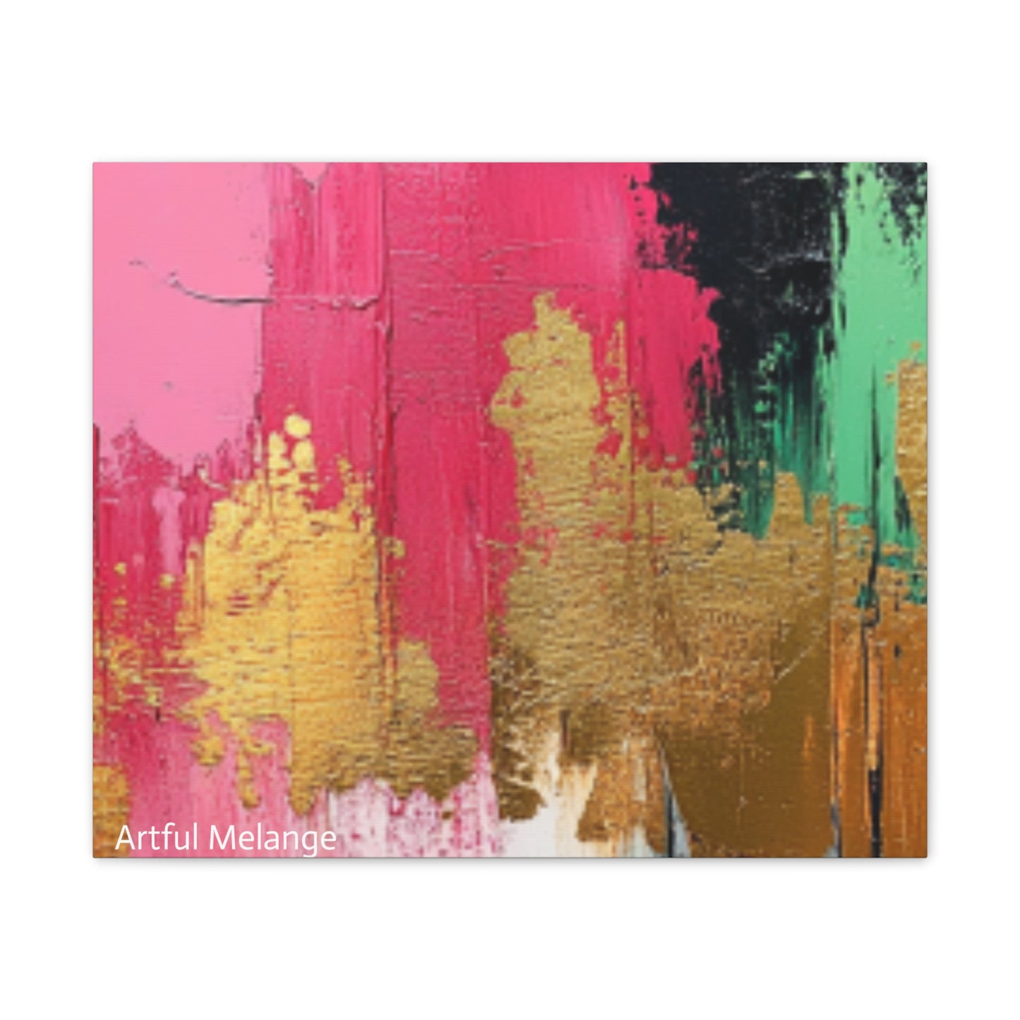 Acrylic Abstract Canvas Print - Homage to the Divine Nine/Pink Green Black and Gold 1