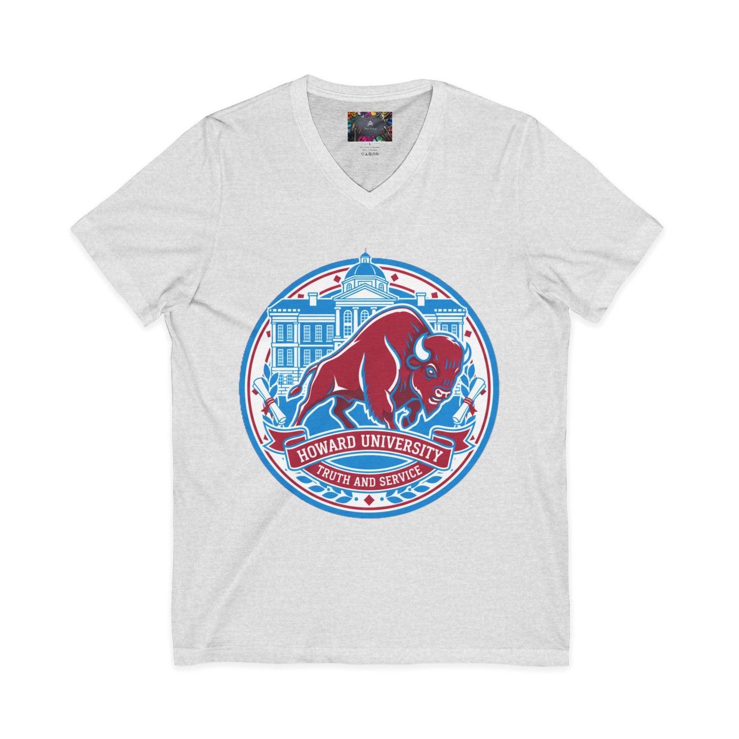 Howard University/ Truth and Service Unisex V-Neck T-Shirt 7