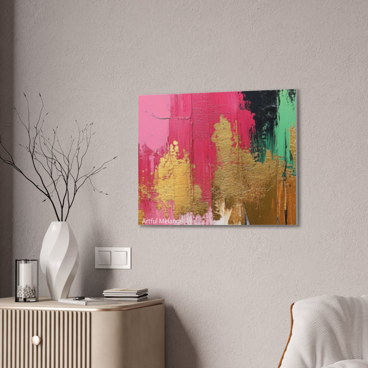 Acrylic Abstract Canvas Print - Homage to the Divine Nine/Pink Green Black and Gold 1