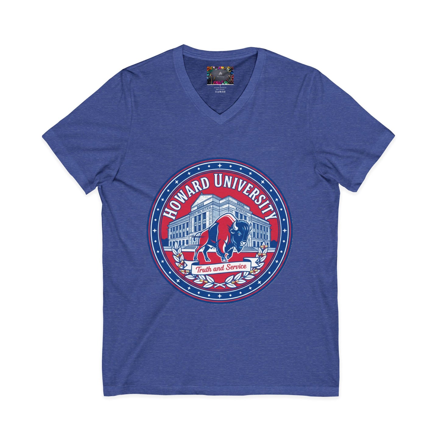 Howard University/ Truth and Service Unisex V-Neck T-Shirt 3