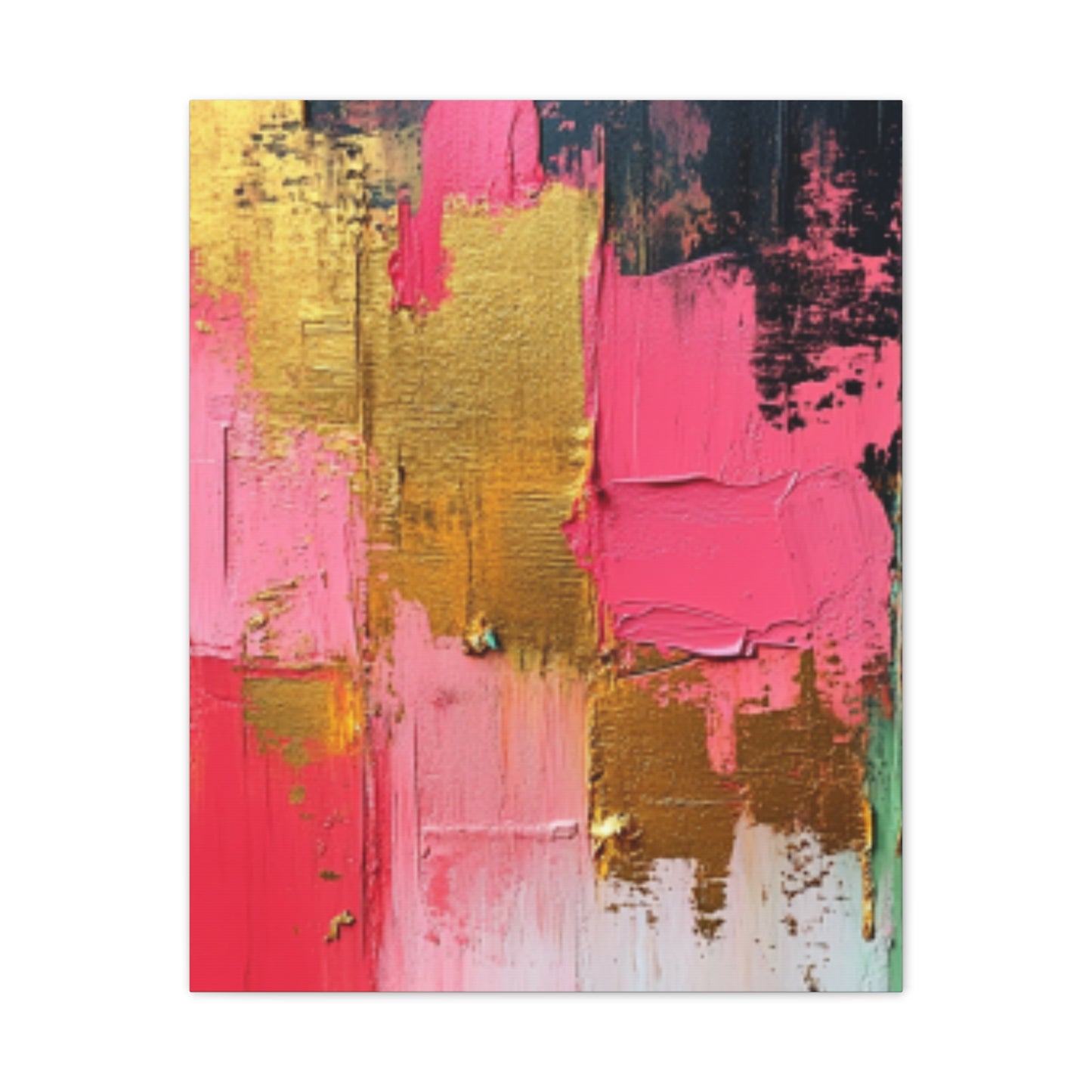 Acrylic Abstract Canvas Print - Homage to the Divine Nine/Pink Green Black and Gold 3