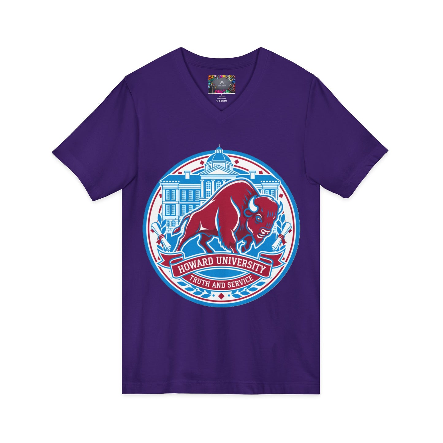 Howard University/ Truth and Service Unisex V-Neck T-Shirt 7