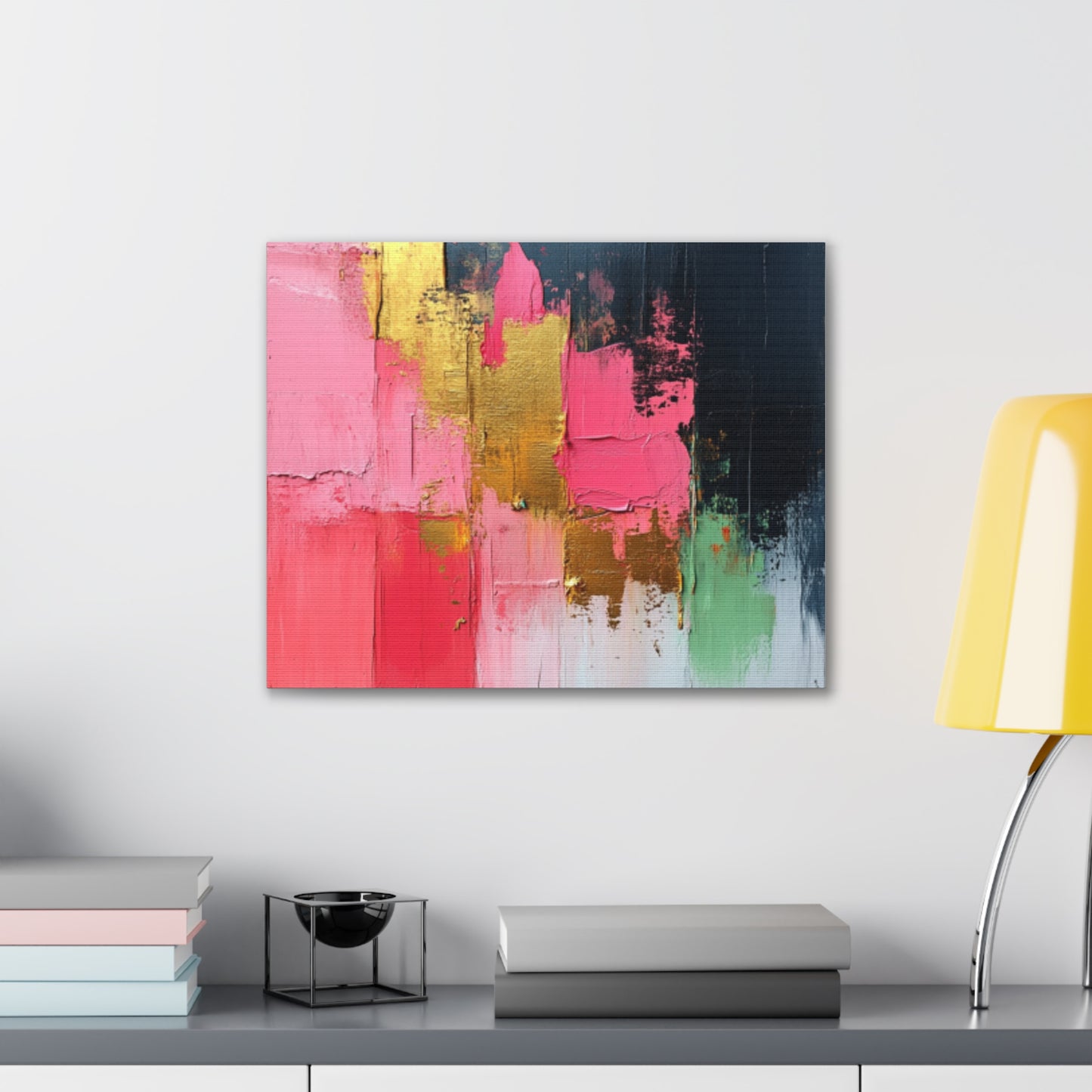 Acrylic Abstract Canvas Print - Homage to the Divine Nine/Pink Green Black and Gold 3