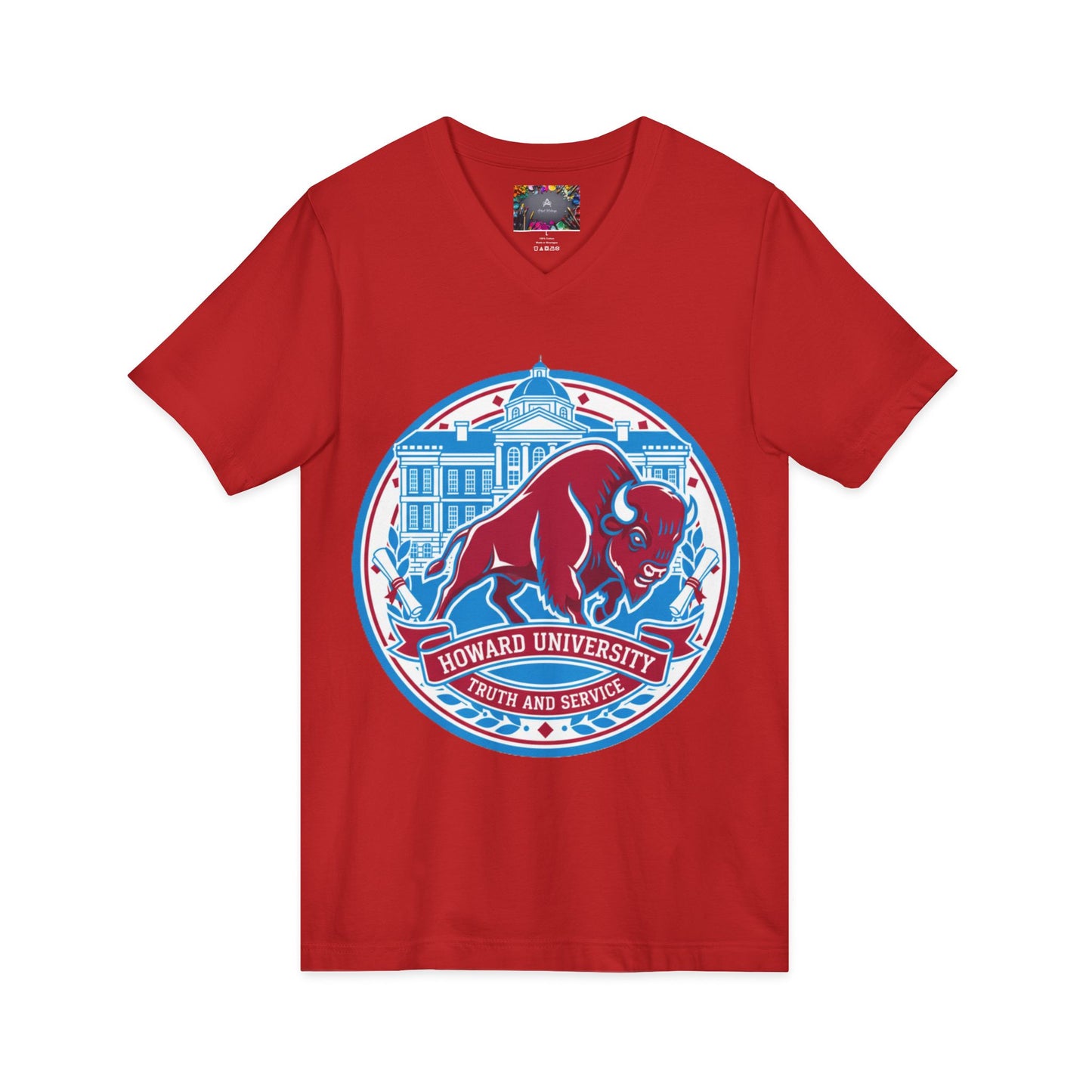 Howard University/ Truth and Service Unisex V-Neck T-Shirt 7