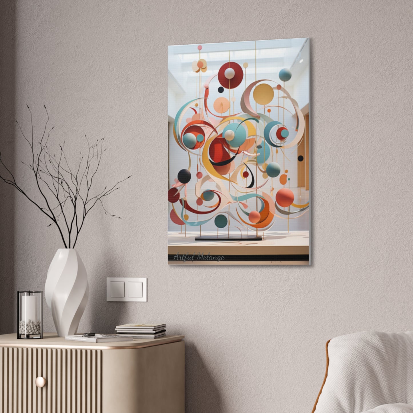 Harmony in Cyan and Peach- Graphic Print