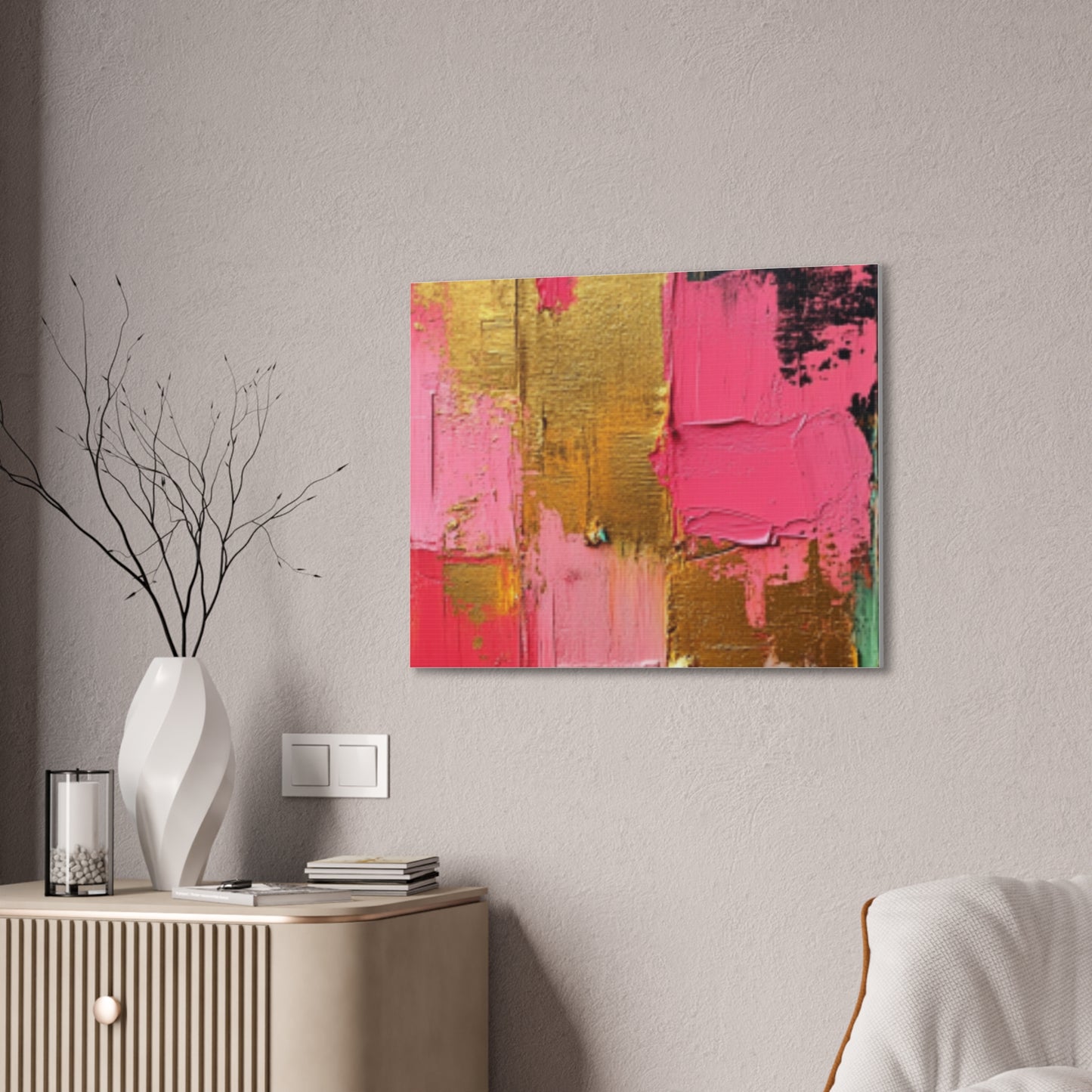 Acrylic Abstract Canvas Print - Homage to the Divine Nine/Pink Green Black and Gold 3