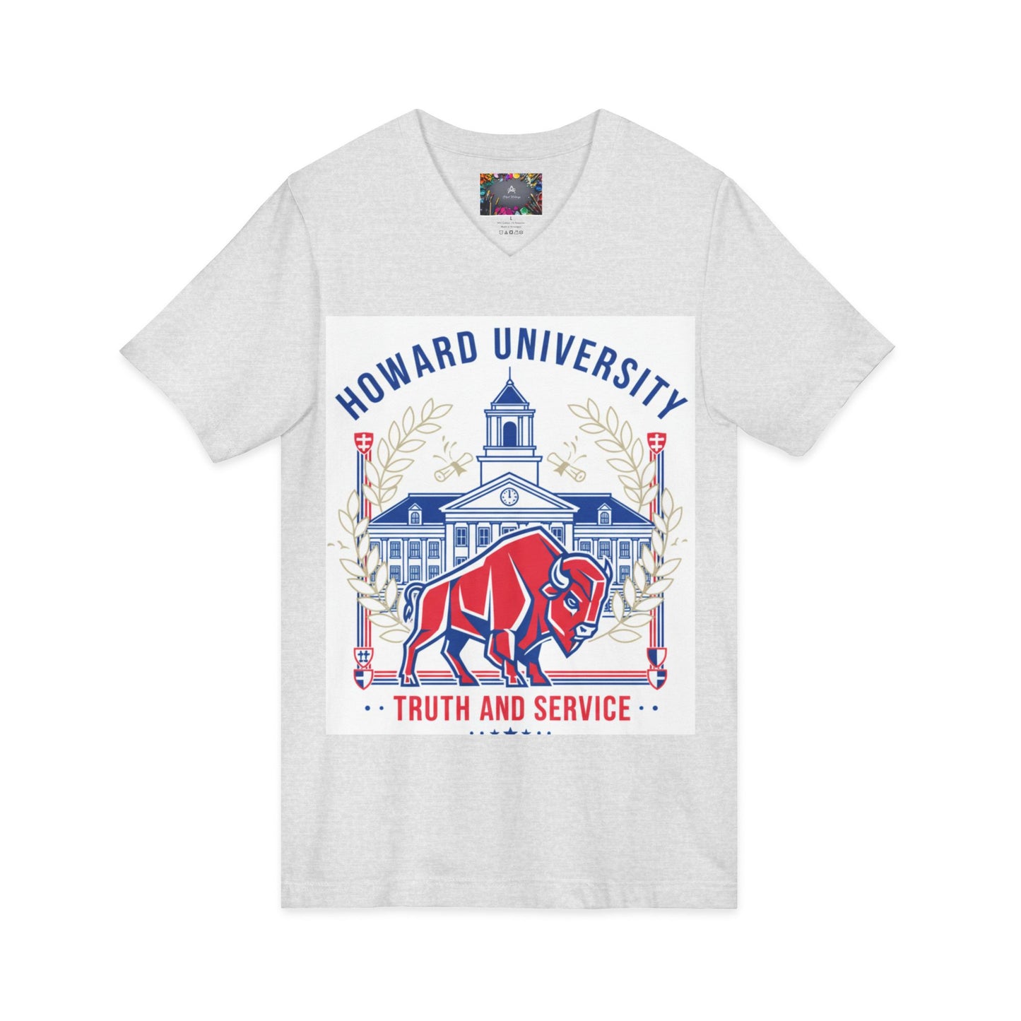 Howard University/ Truth and Service Unisex V-Neck T-Shirt 4