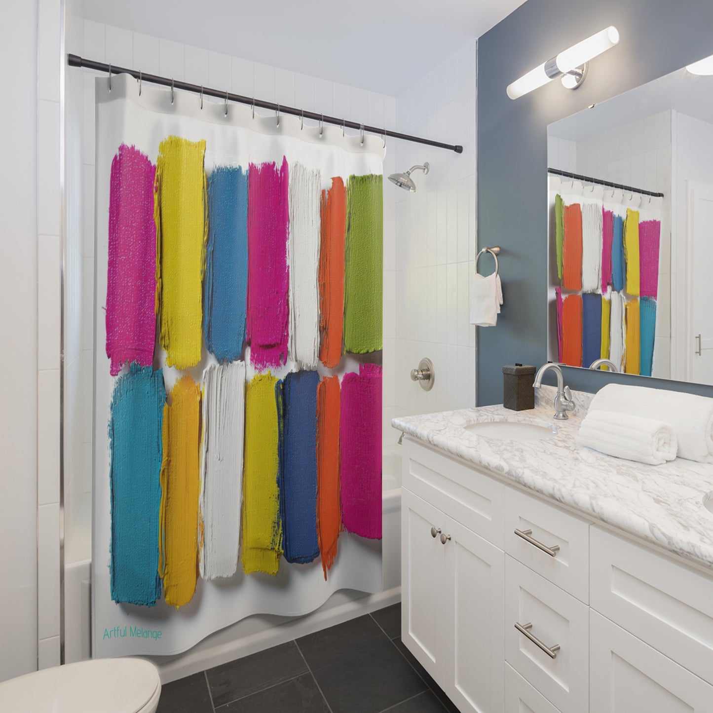 Canvas Cascade: Abstract Acrylic Art Shower Curtain Collection 262