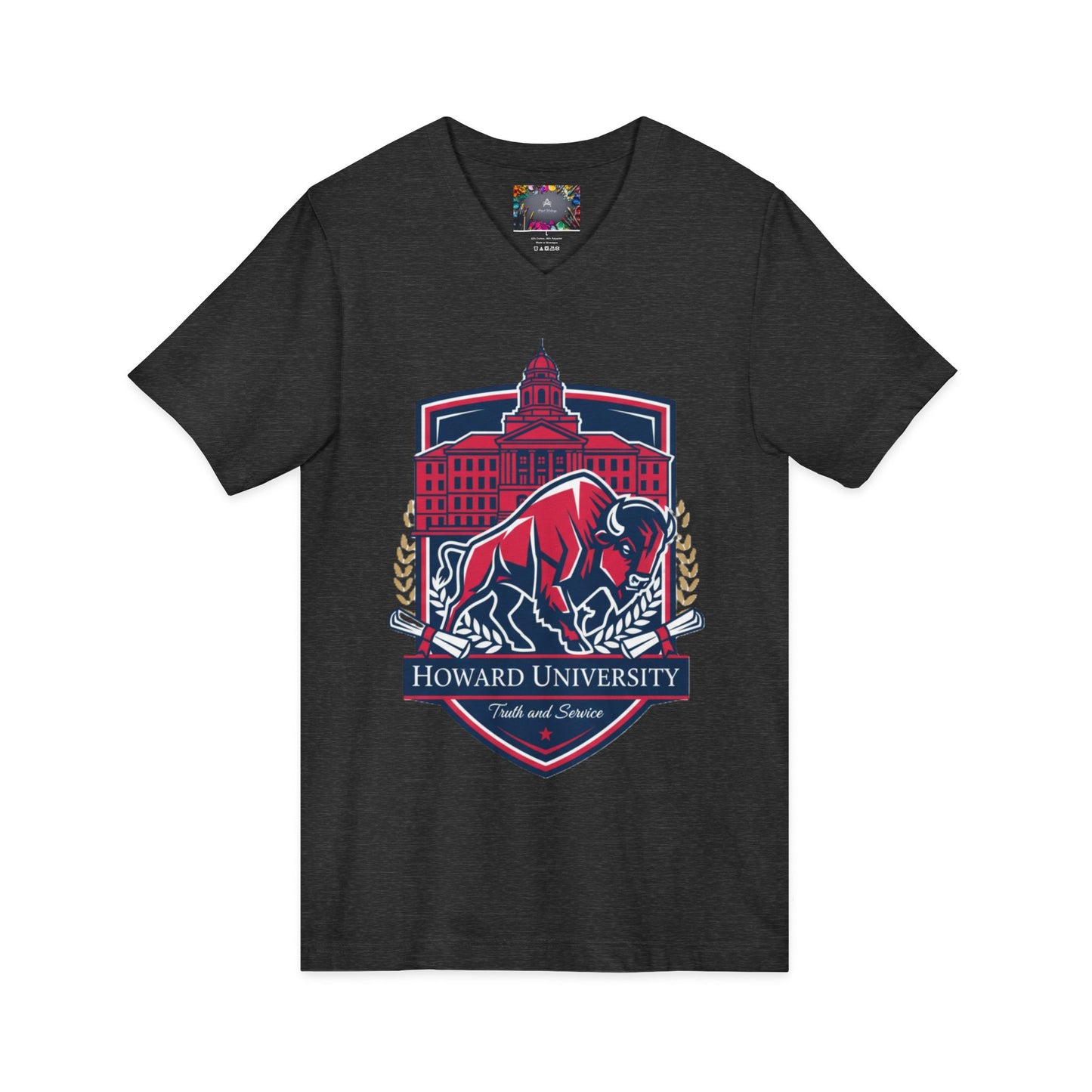 Howard University/ Truth and Service Unisex V-Neck T-Shirt 5