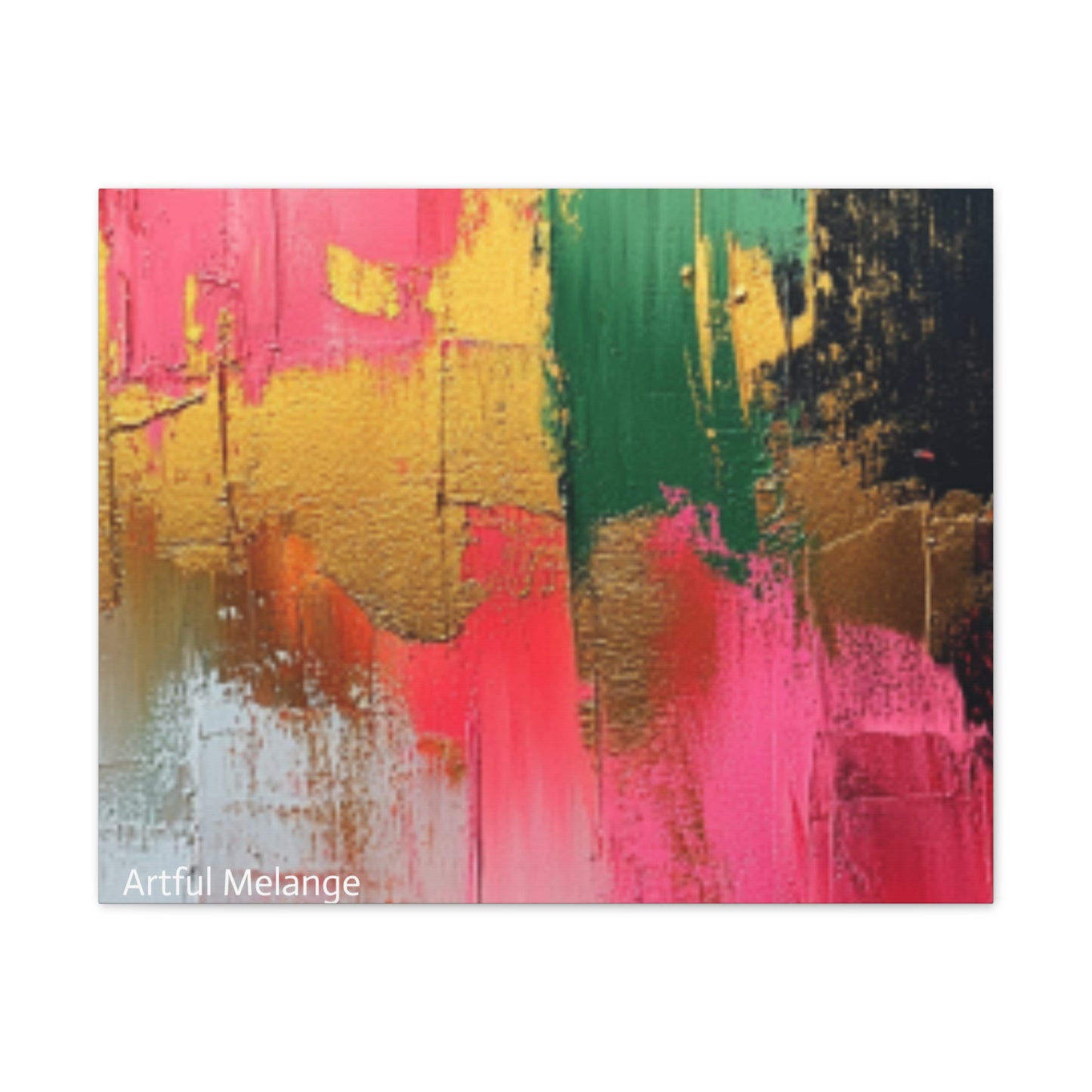 Acrylic Abstract Canvas Print - Homage to the Divine Nine/Pink Green Black and Gold 2