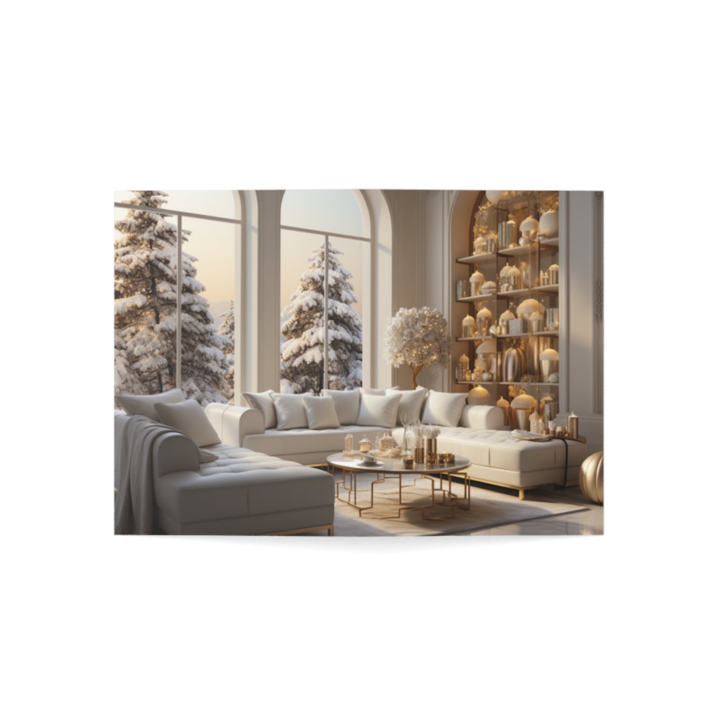 Elegance in Gold & White Christmas Notecards (1, 10, 30, and 50pcs)