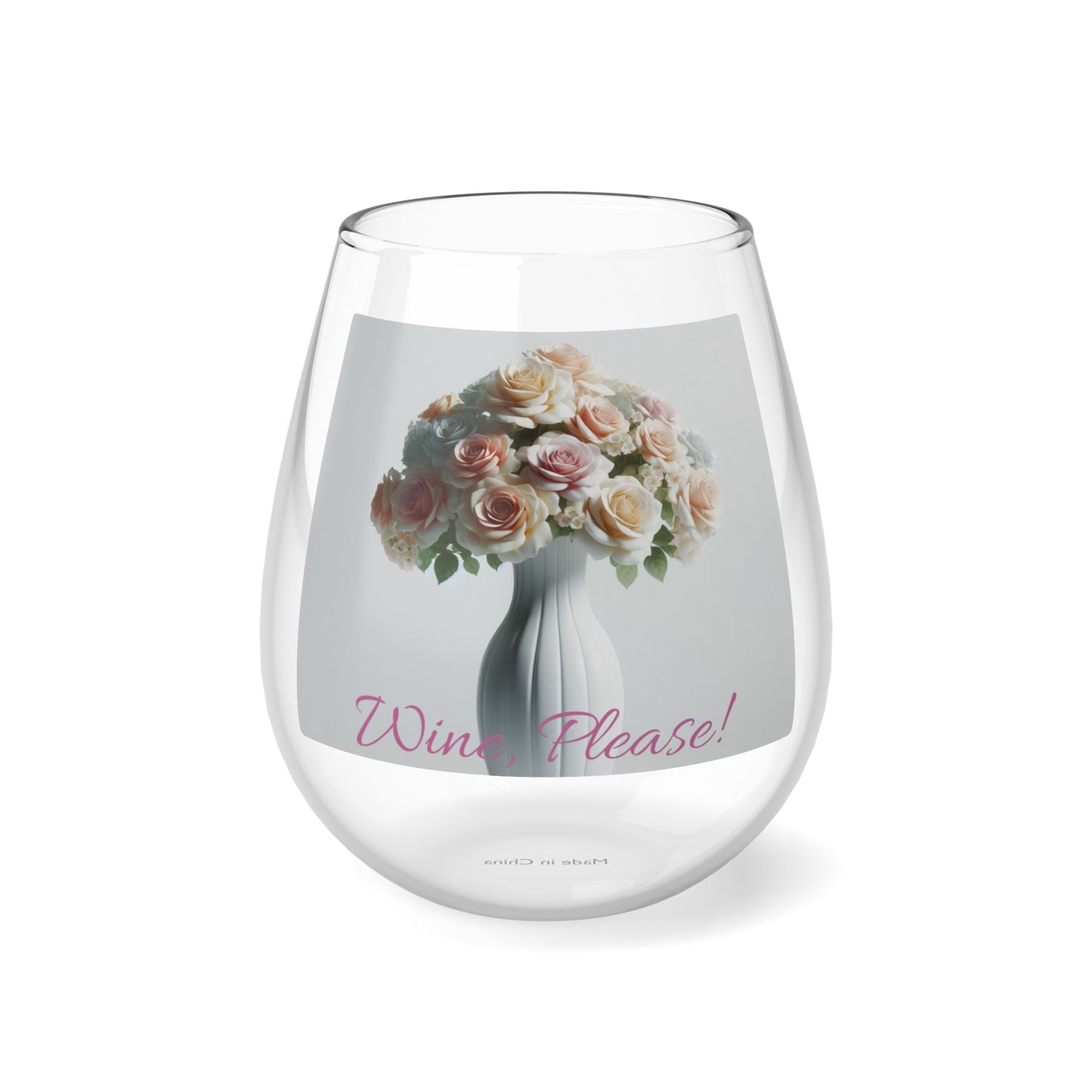Floral Elegance Stemless Wine Glass, 11.75oz