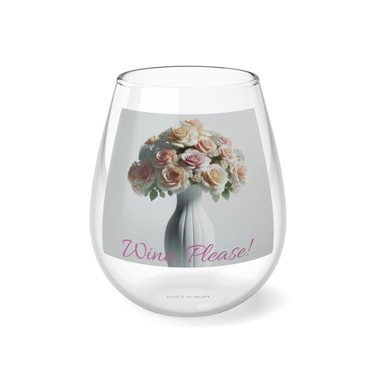 Floral Elegance Stemless Wine Glass, 11.75oz