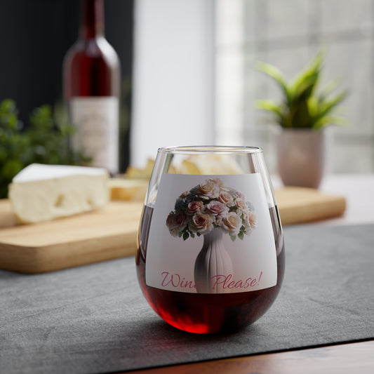 Floral Elegance Stemless Wine Glass, 11.75oz