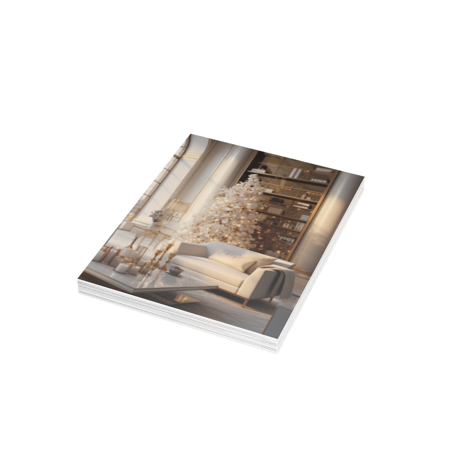 Elegance in Gold & White Christmas Notecards (1, 10, 30, and 50pcs)