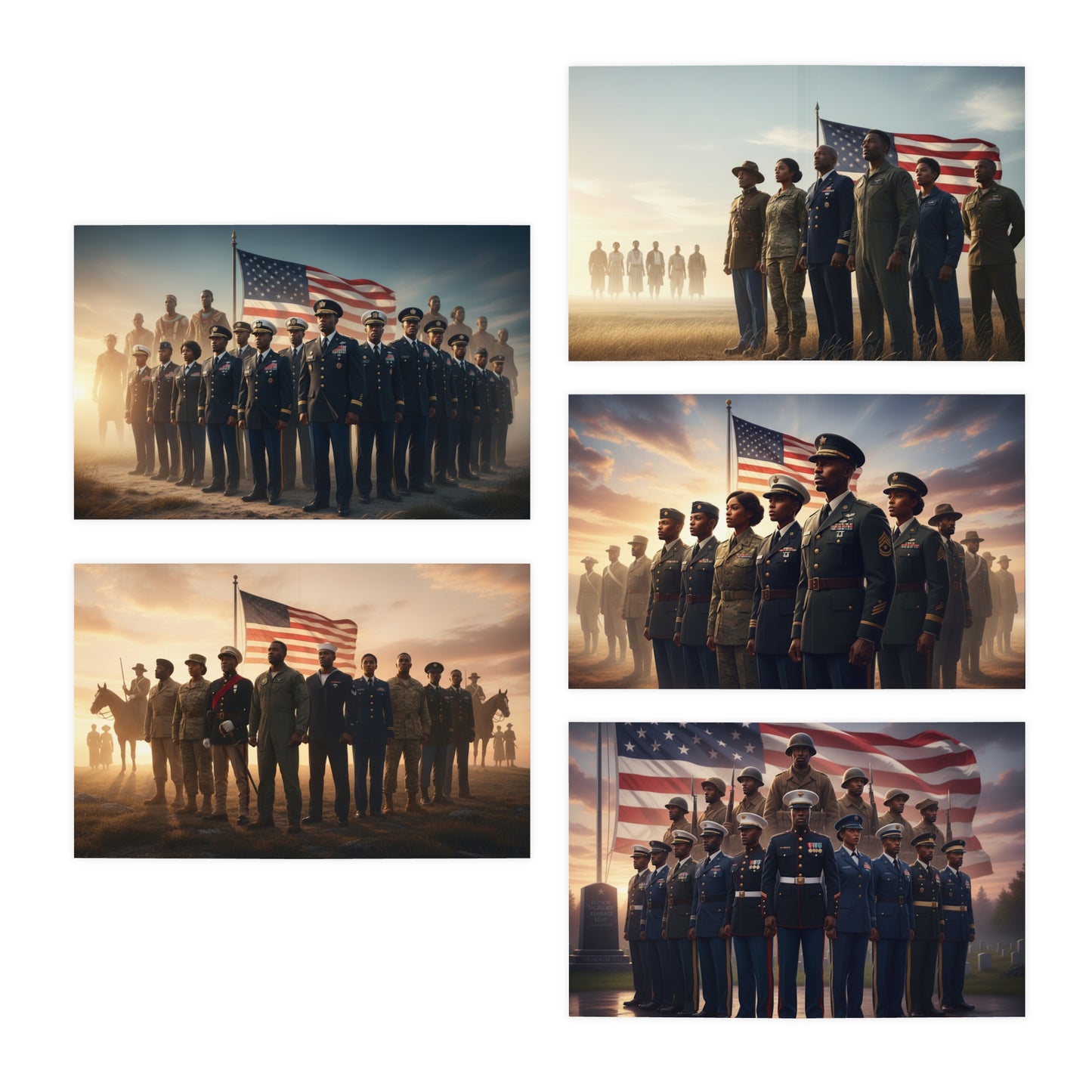Honoring Black Military Service – Memorial Day Greeting Card Set 3/Multi-Design Greeting Cards (5-Pack)