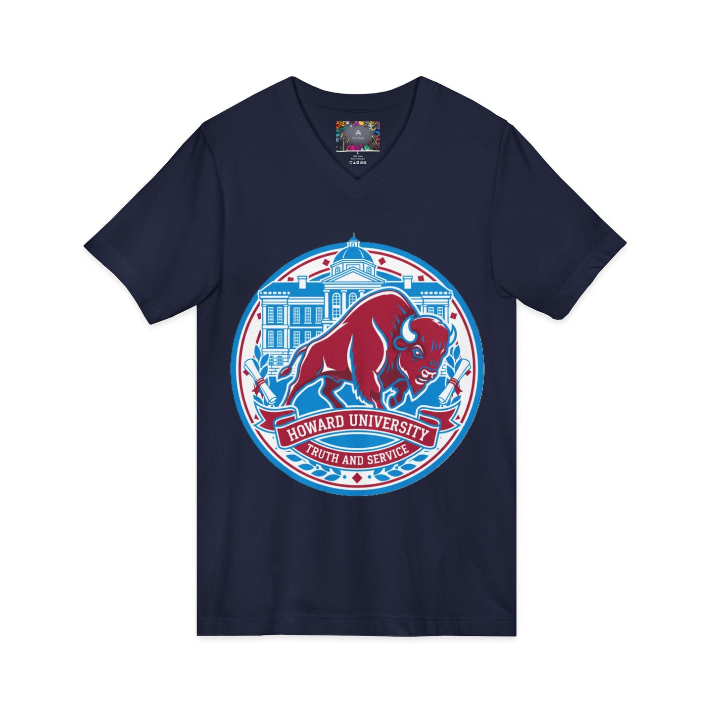 Howard University/ Truth and Service Unisex V-Neck T-Shirt 7