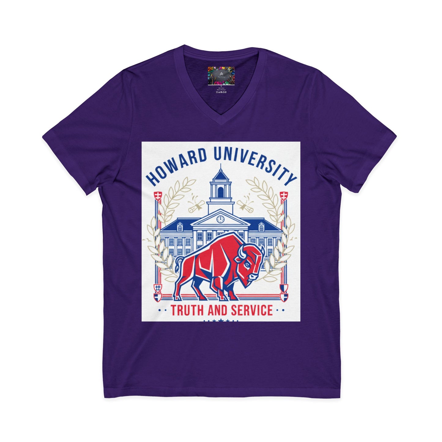 Howard University/ Truth and Service Unisex V-Neck T-Shirt 4