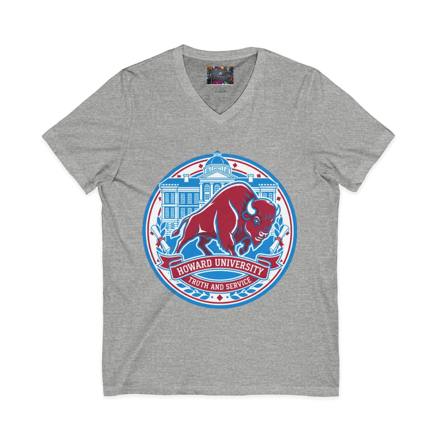 Howard University/ Truth and Service Unisex V-Neck T-Shirt 7