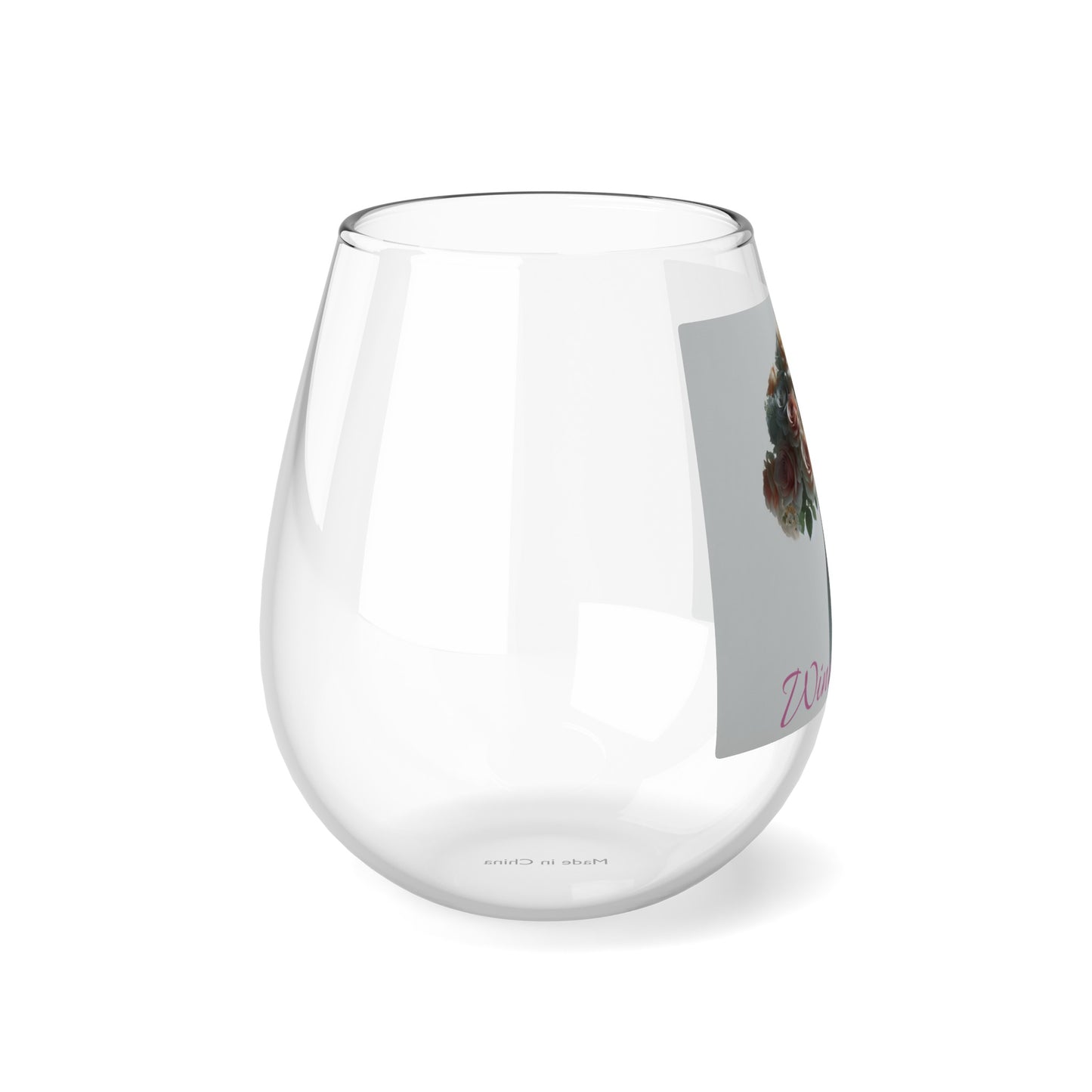Floral Elegance Stemless Wine Glass, 11.75oz