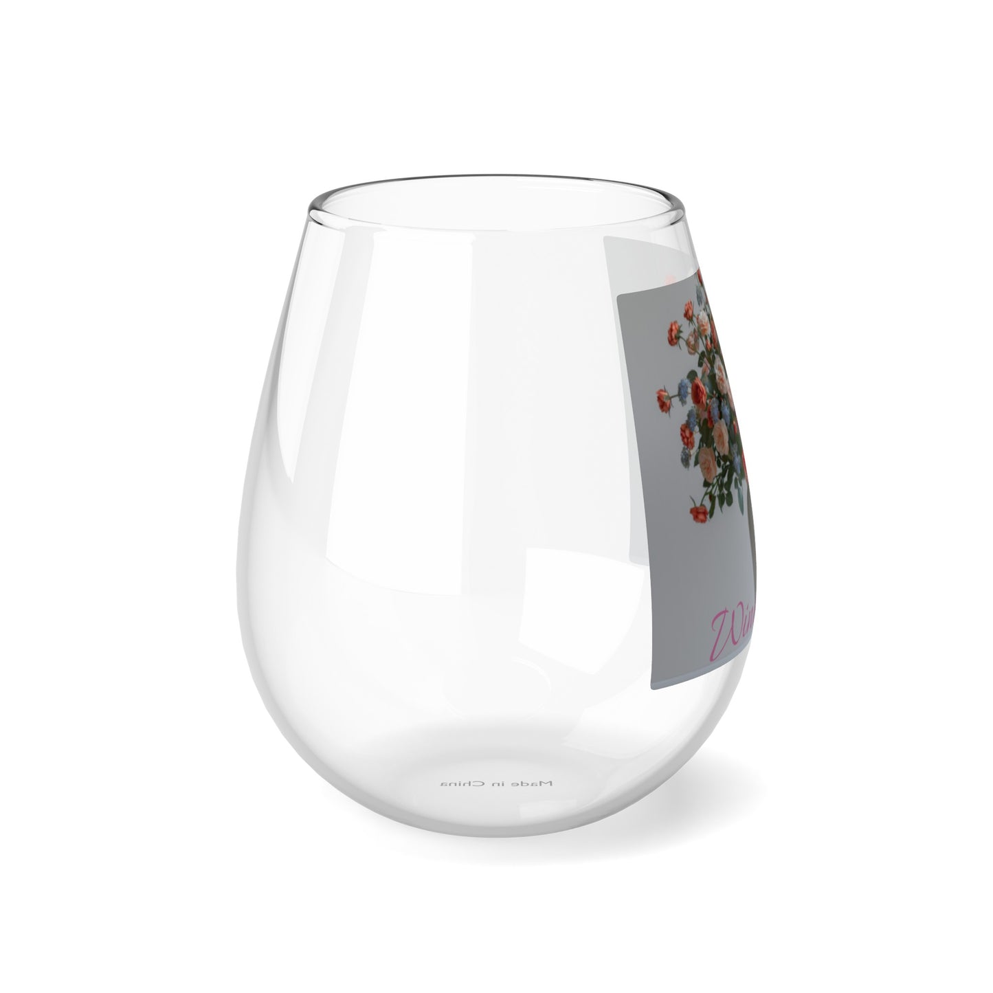 Floral Elegance Stemless Wine Glass, 11.75oz