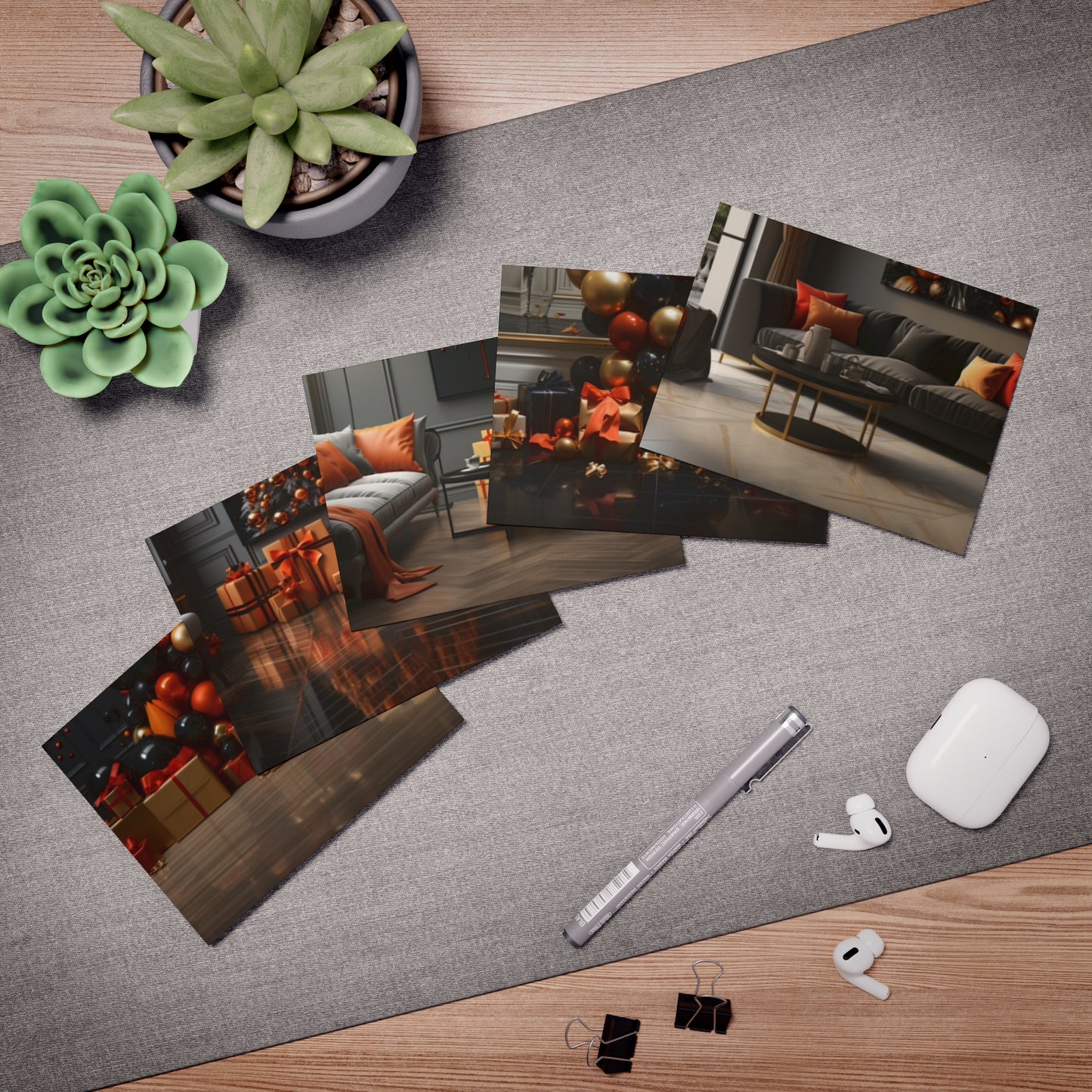 Euphoric Elegance: Vibrant Holiday Greeting Card Set (5-Pack)