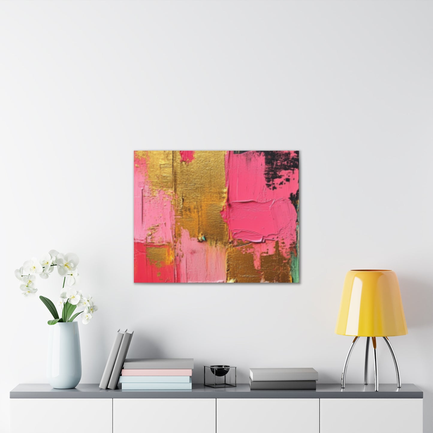 Acrylic Abstract Canvas Print - Homage to the Divine Nine/Pink Green Black and Gold 3