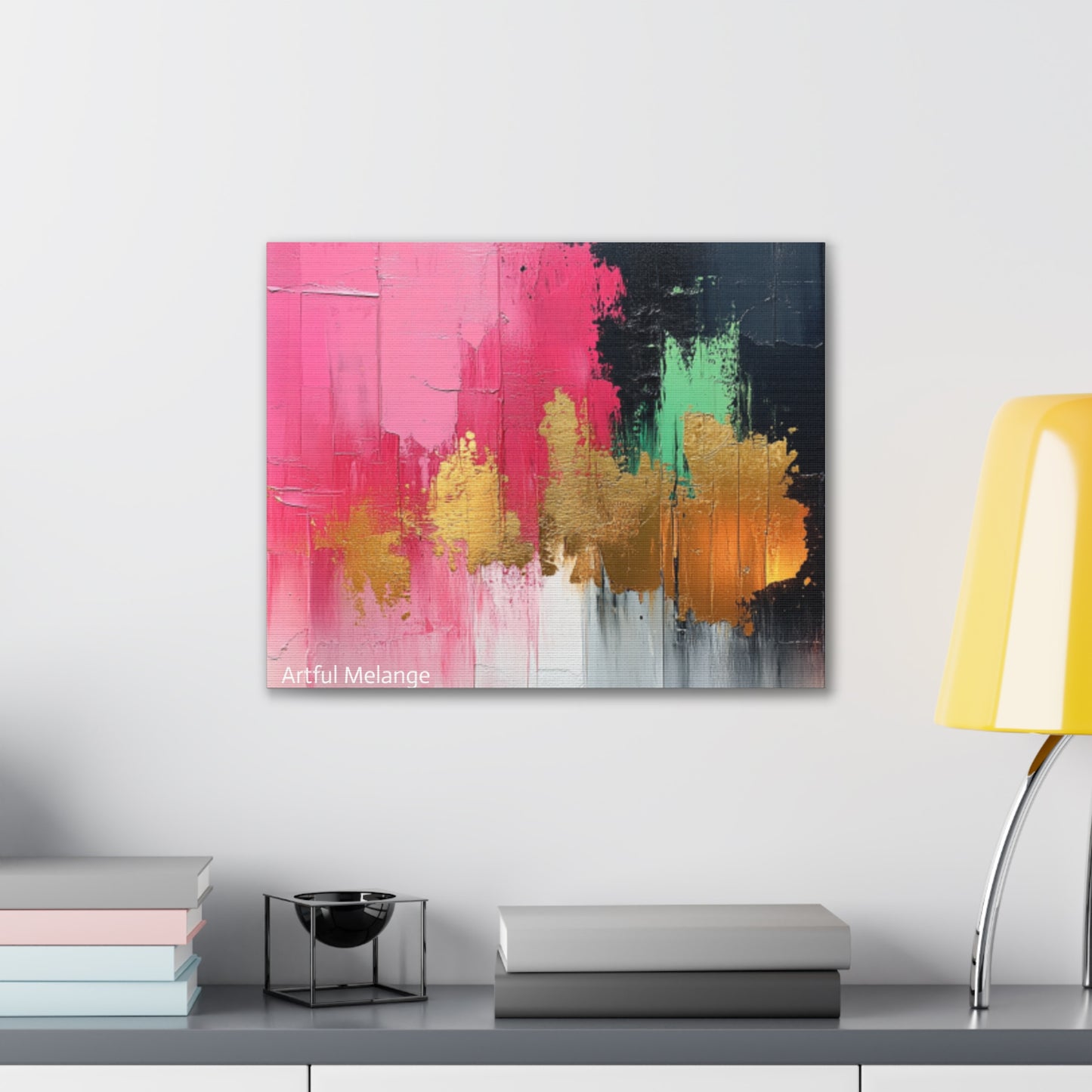 Acrylic Abstract Canvas Print - Homage to the Divine Nine/Pink Green Black and Gold 1