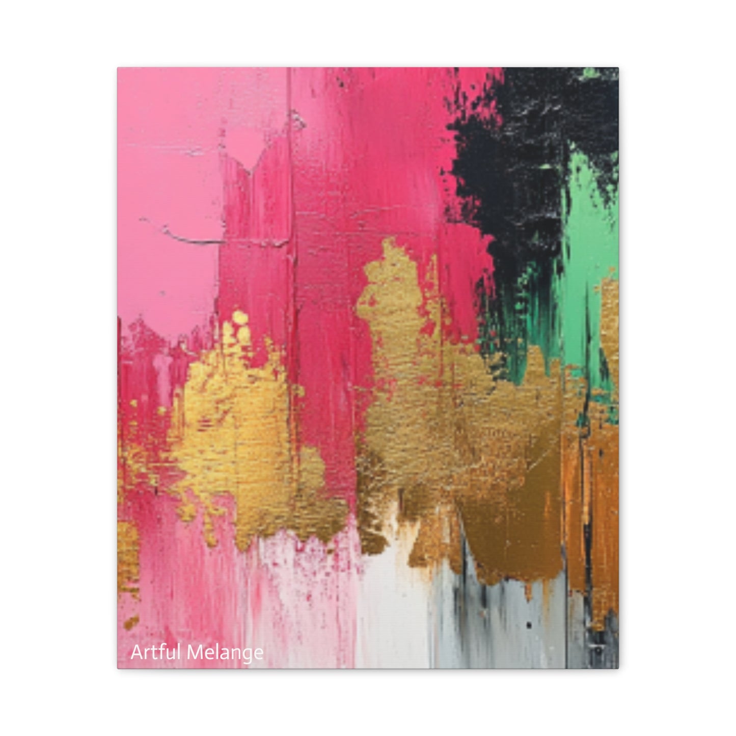 Acrylic Abstract Canvas Print - Homage to the Divine Nine/Pink Green Black and Gold 1