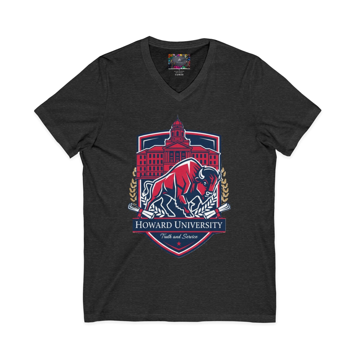 Howard University/ Truth and Service Unisex V-Neck T-Shirt 5