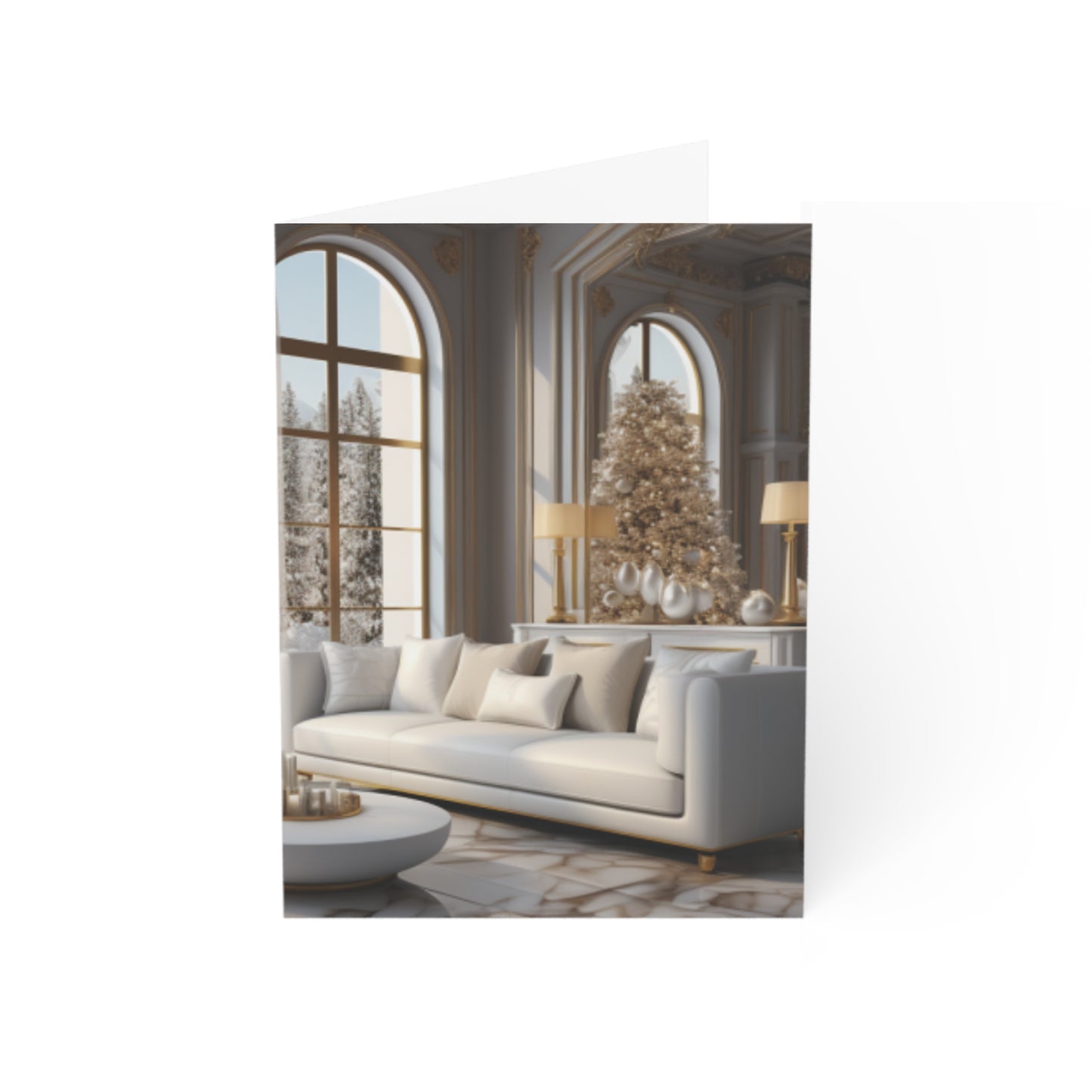 Elegance in Gold & White Christmas Notecards (1, 10, 30, and 50pcs)