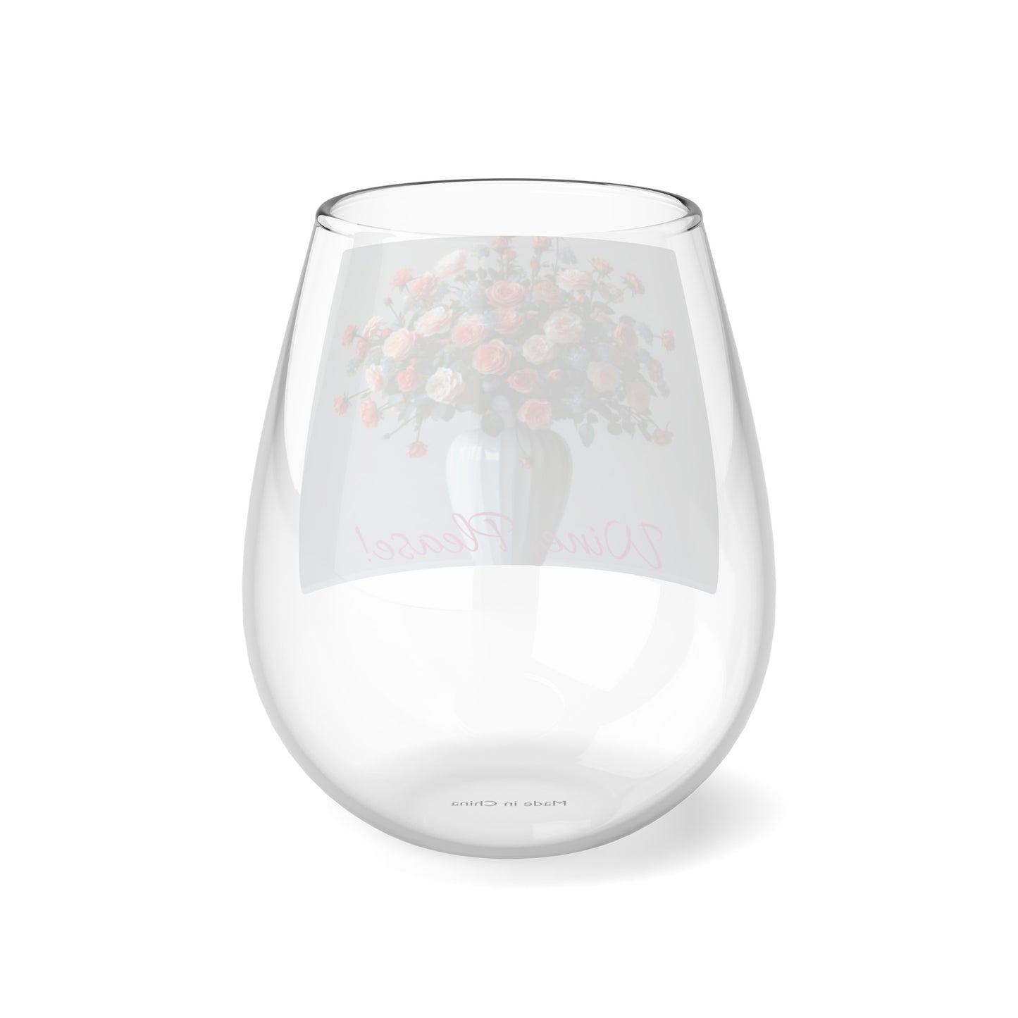 Floral Elegance Stemless Wine Glass, 11.75oz