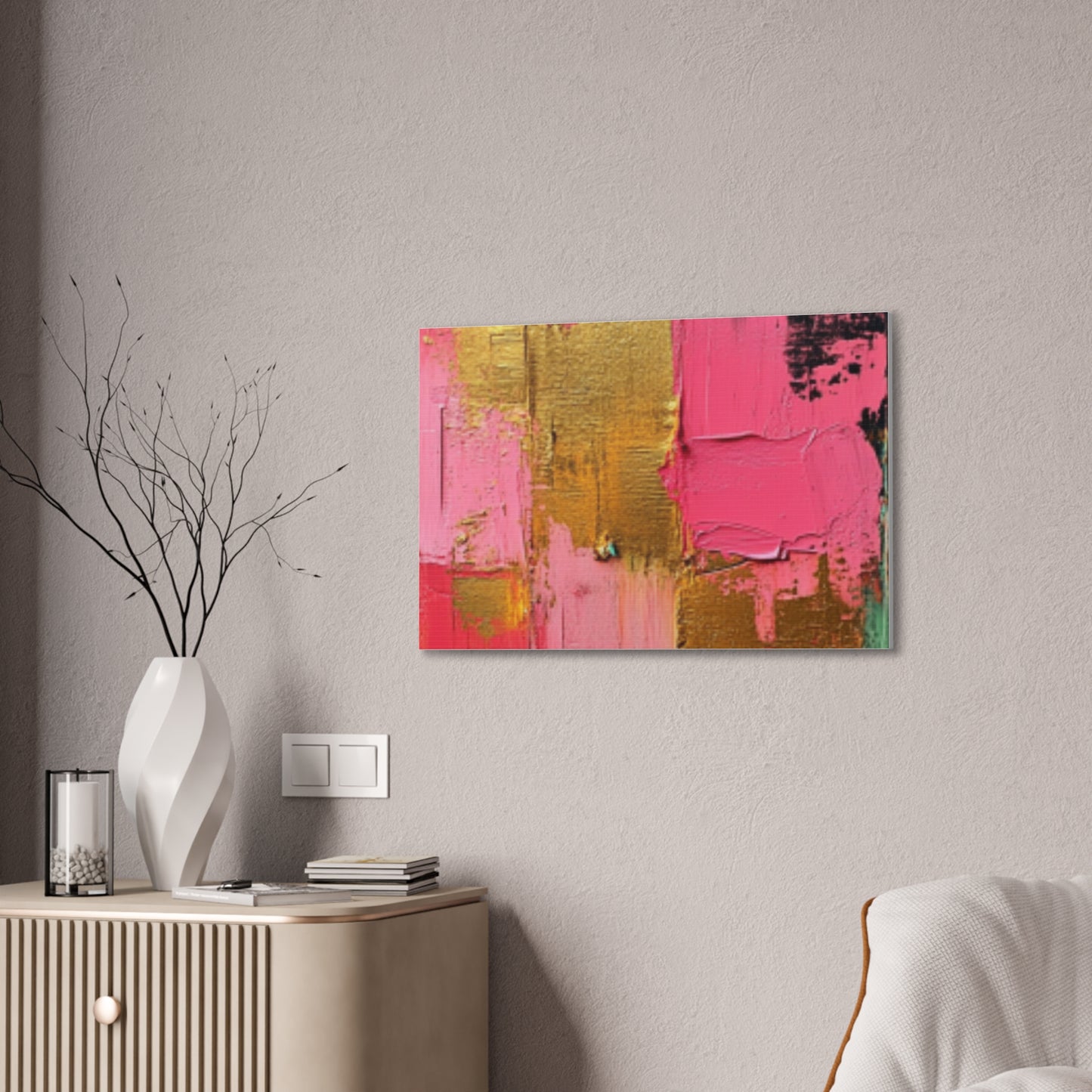 Acrylic Abstract Canvas Print - Homage to the Divine Nine/Pink Green Black and Gold 3